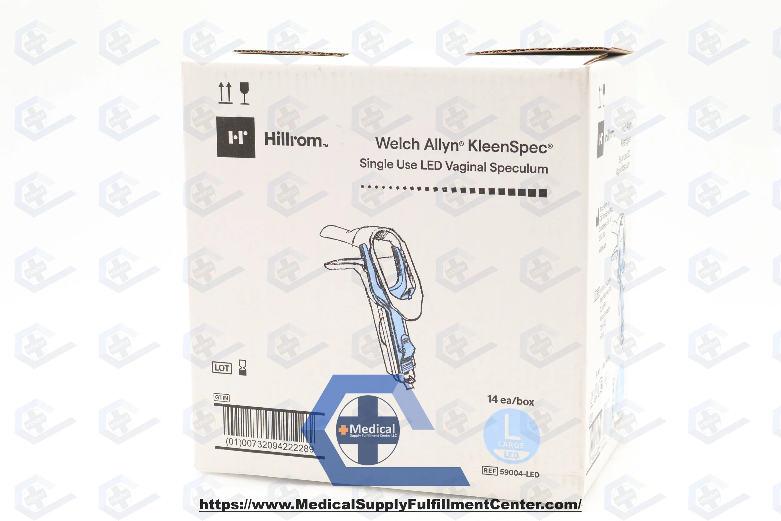 Hillrom | 59004-LED | IN DATE | BOX OF 14 | Welch Allyn KleenSpec 580 Disposable Vaginal Specula with Sheath with LED, Size L