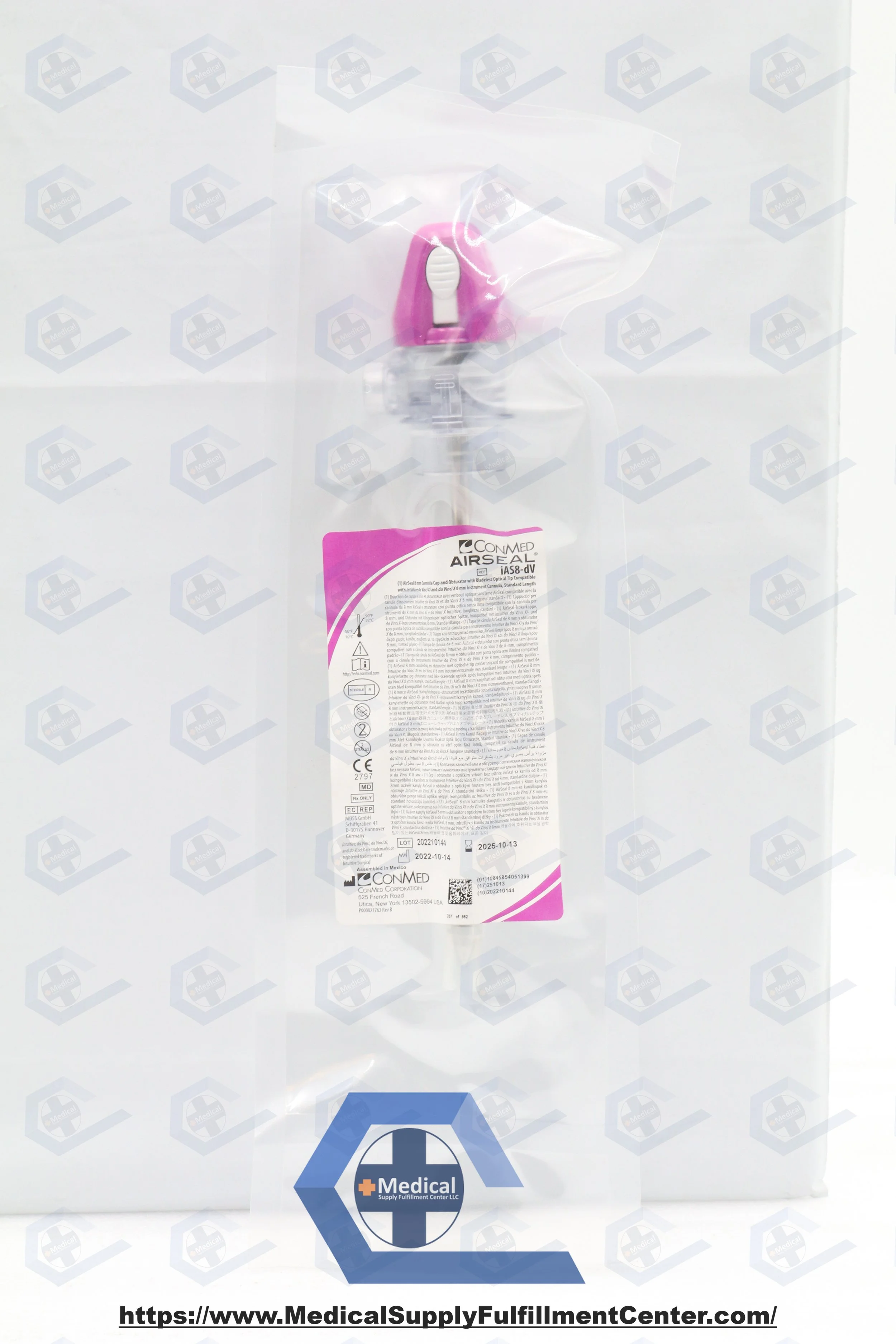 ConMed | iAS8-dV | SHORT DATE | EACHES | AirSeal 8mm Cannula Cap & Obturator w/Bladeless Optical Tip, Standard Length