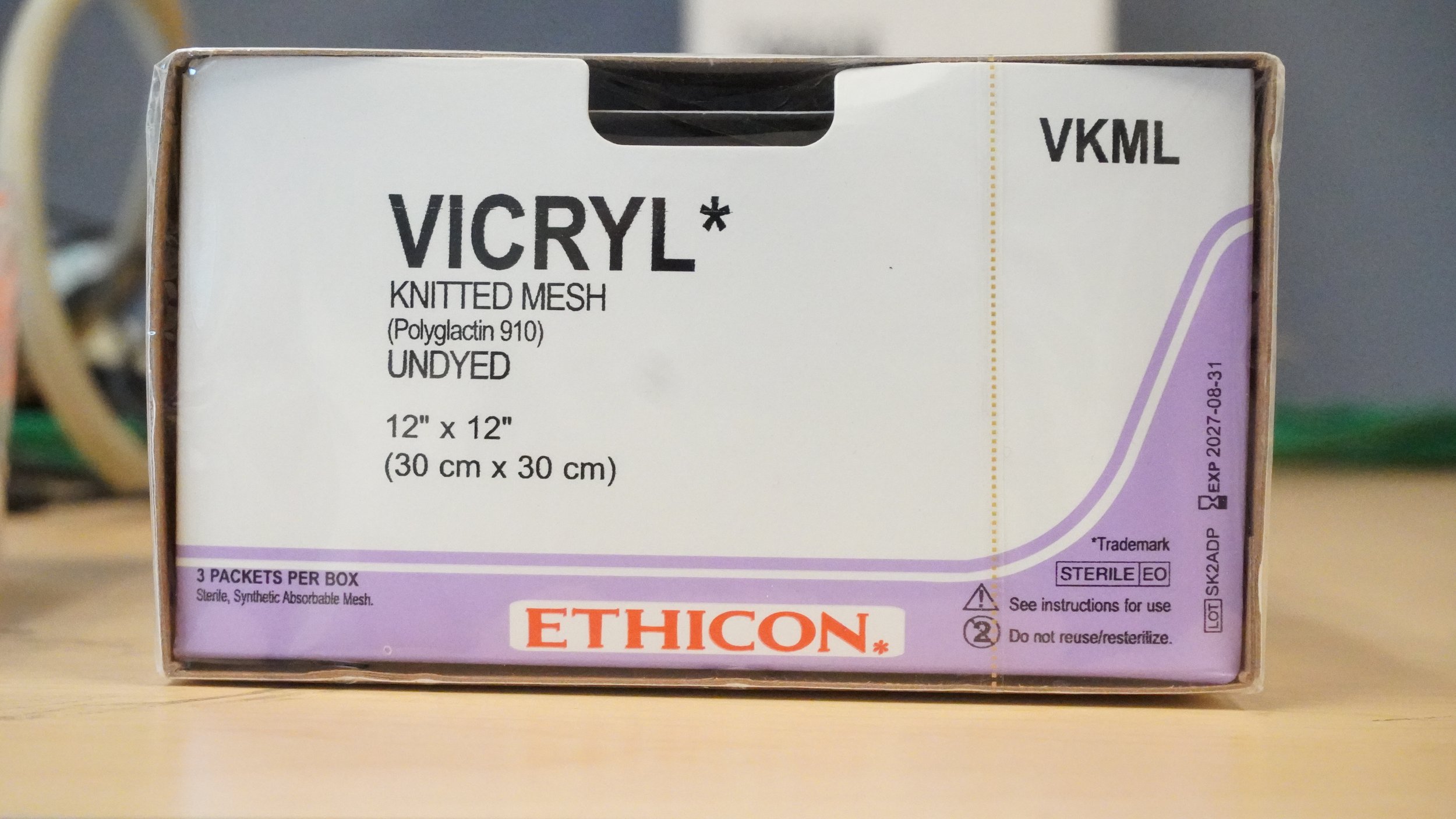 ETHICON | VKML | BOX OF 3 | VICRYL Knitted Mesh Polyglactin 910 UNDYED 12" x 12"