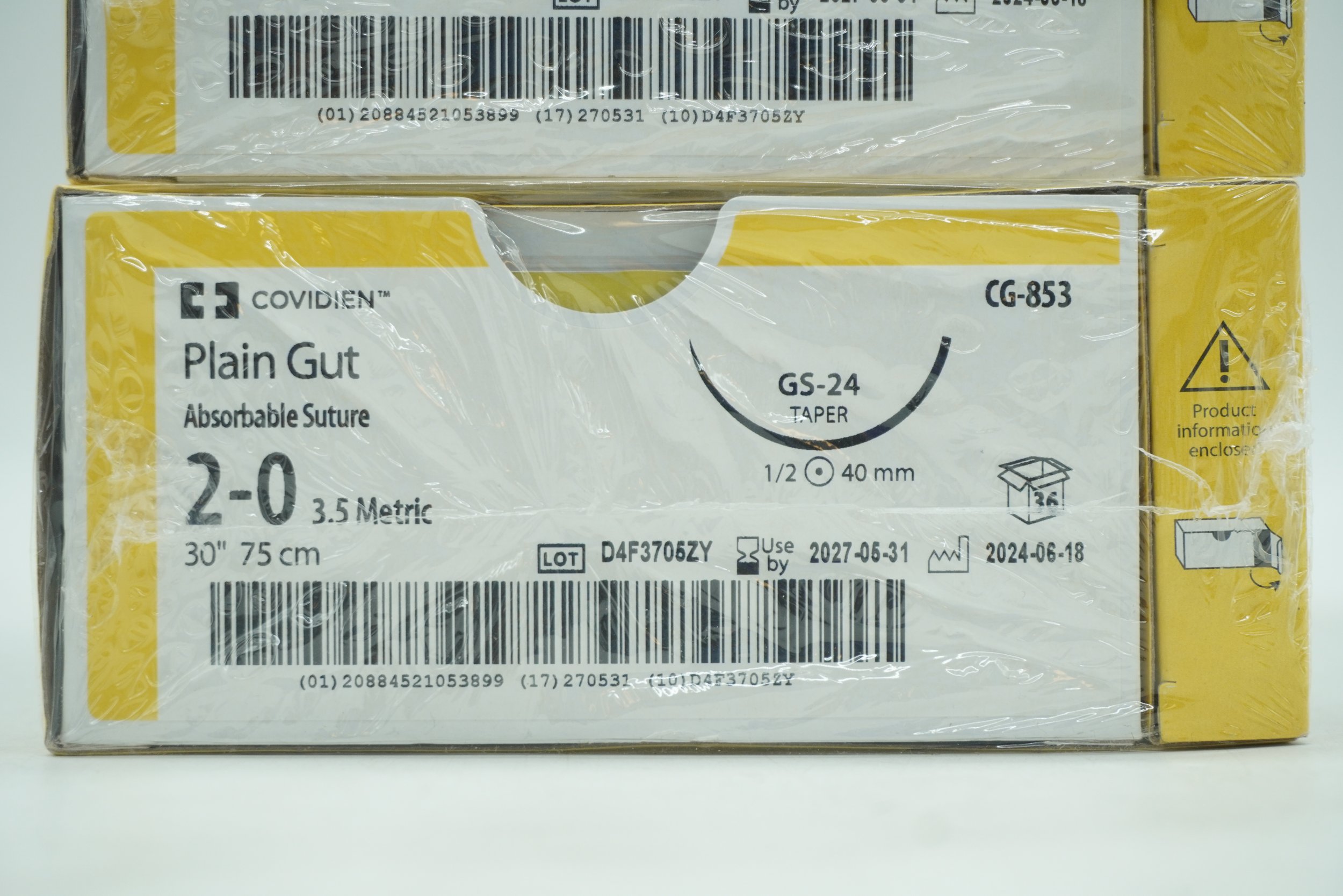 Covidien | CG-853 | INDATE | BOX OF 36 | SUTURE, PLAIN GUT, 2/0 30" GS-24