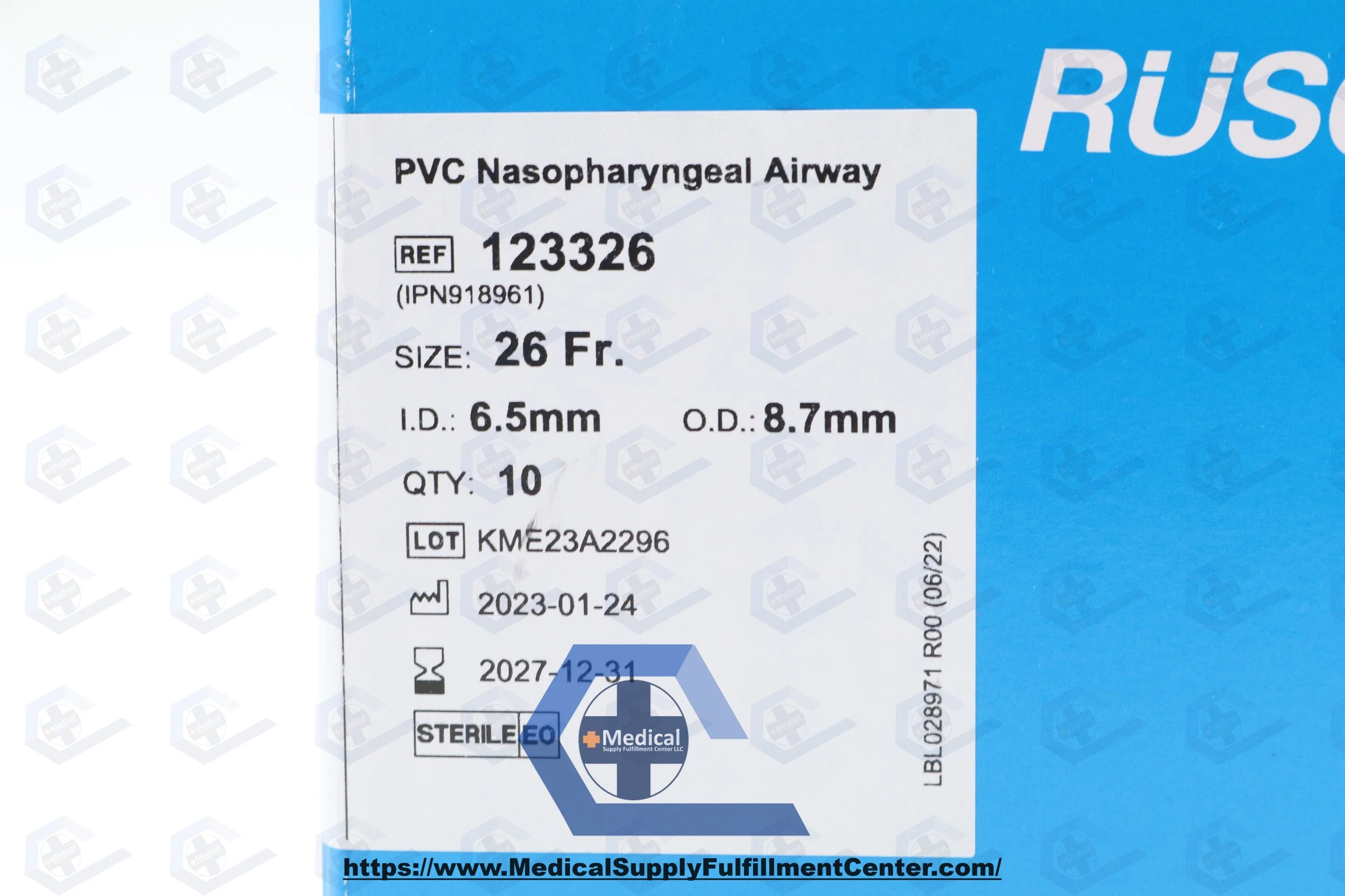 Teleflex | 123326 | INDATE | BOX OF 10 | Rusch PVC Nasopharyngeal Airway 26Fr. 6.5mm ID x 8.7mm OD