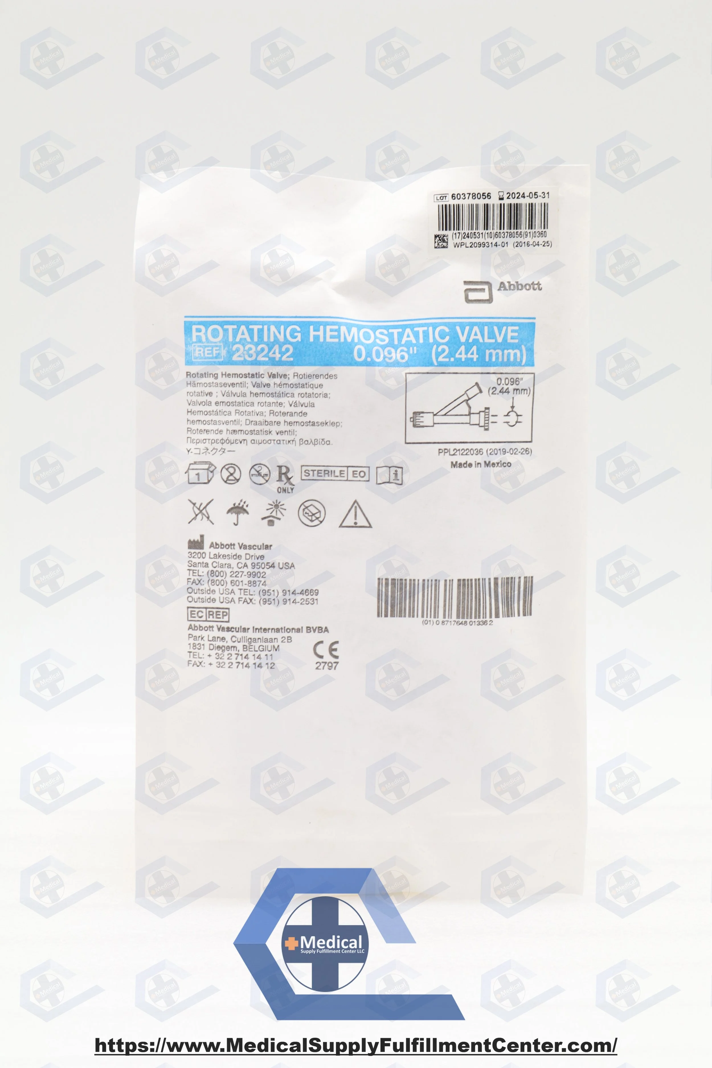 Abbott | 23242 | EXPIRED | EACHES | Rotating Hemostatic Valve 0.096" (2.44mm)