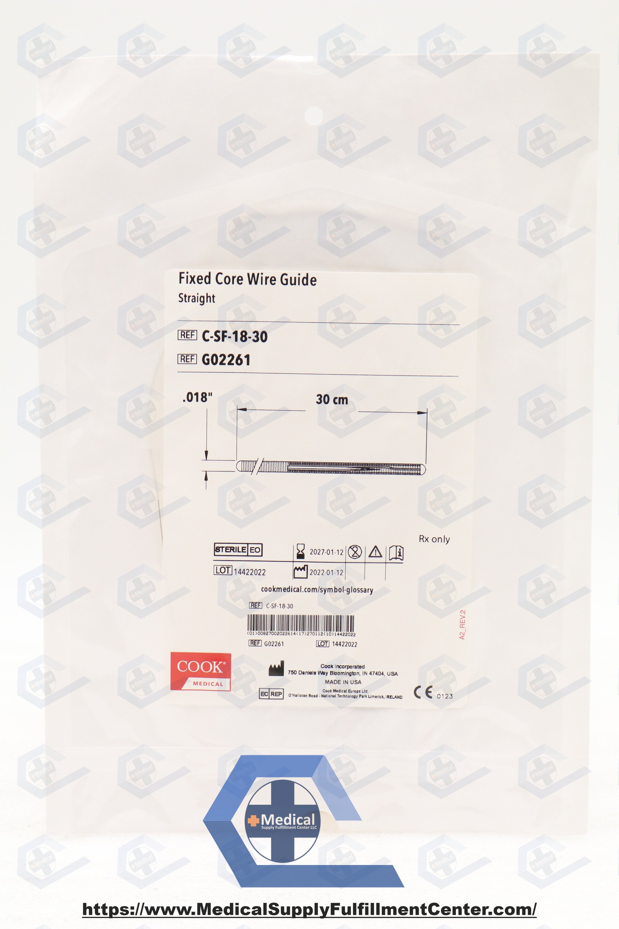 Cook Medical | G02261 | EACHES | Fixed Core Wire Guide - Straight - .018" x 30cm (C-SF-18-30)