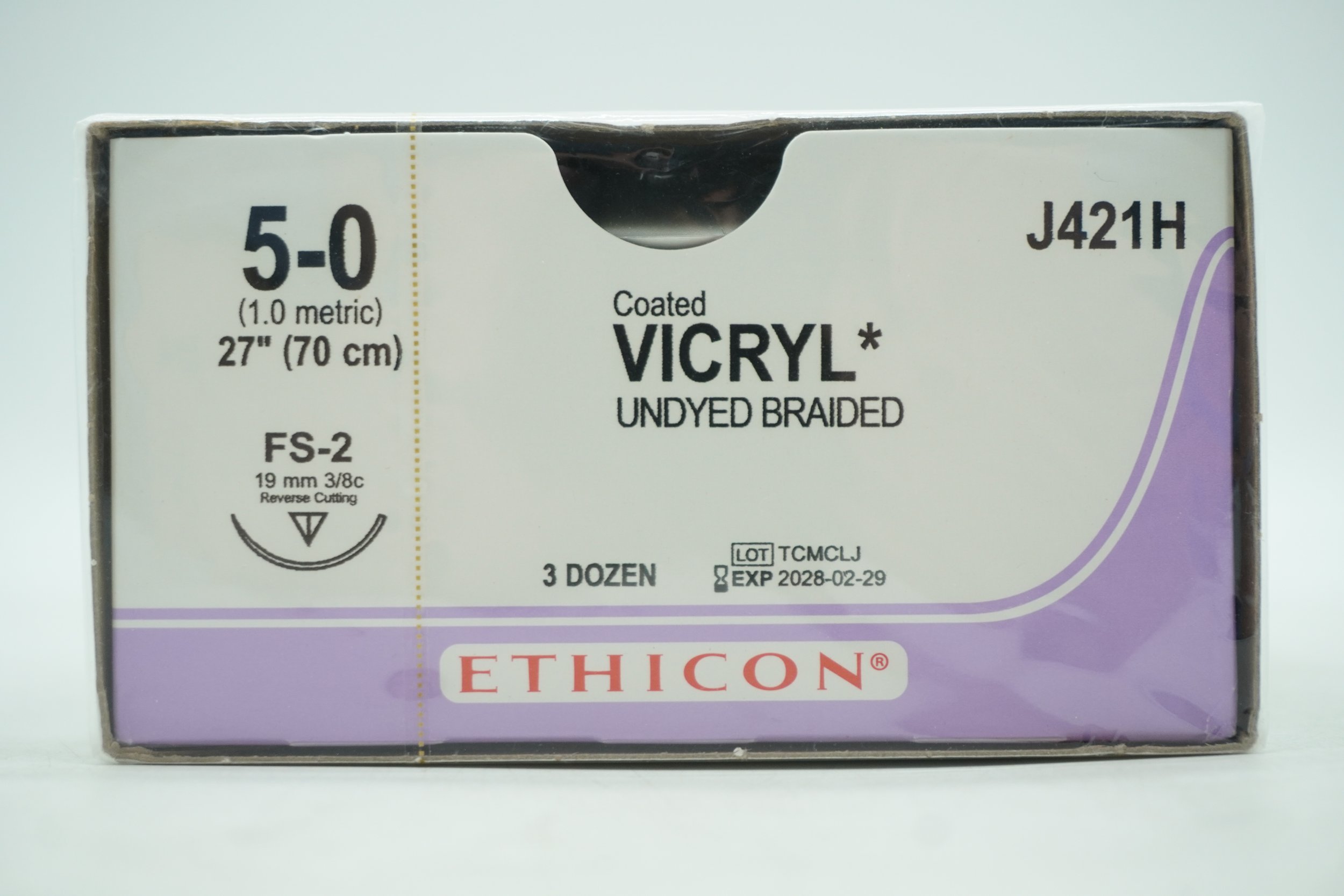 ETHICON | J421H | Coated VICYL Suture Polyglactin 910 5-0 27" UNDYED
