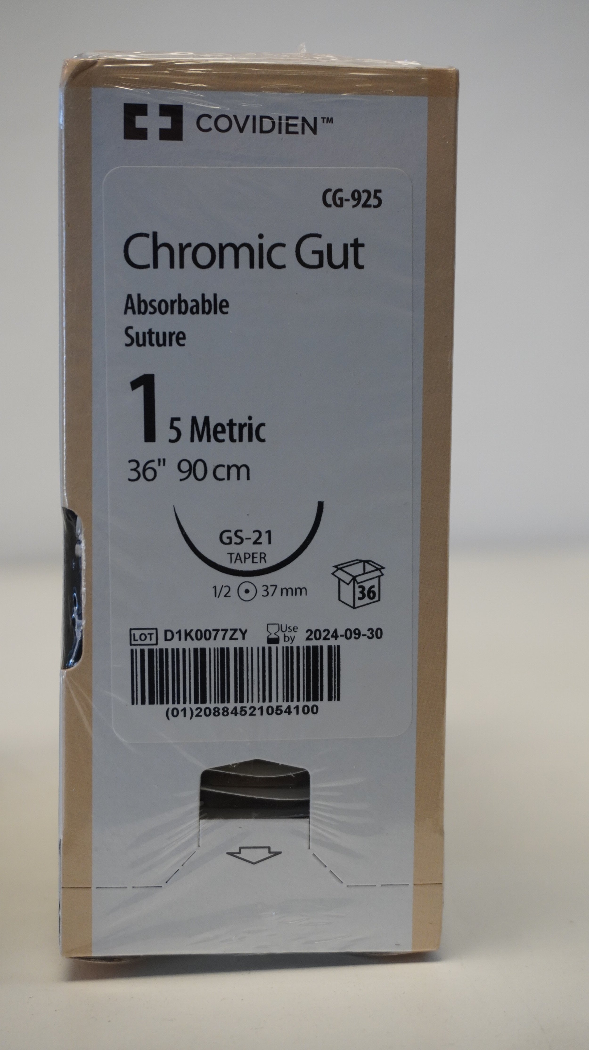 COVIDIEN | CG-925 | SHORTDATE | PACK of 36/pc | Chromic Gut Absorbable Suture 1 5 Metric 36" 90cm