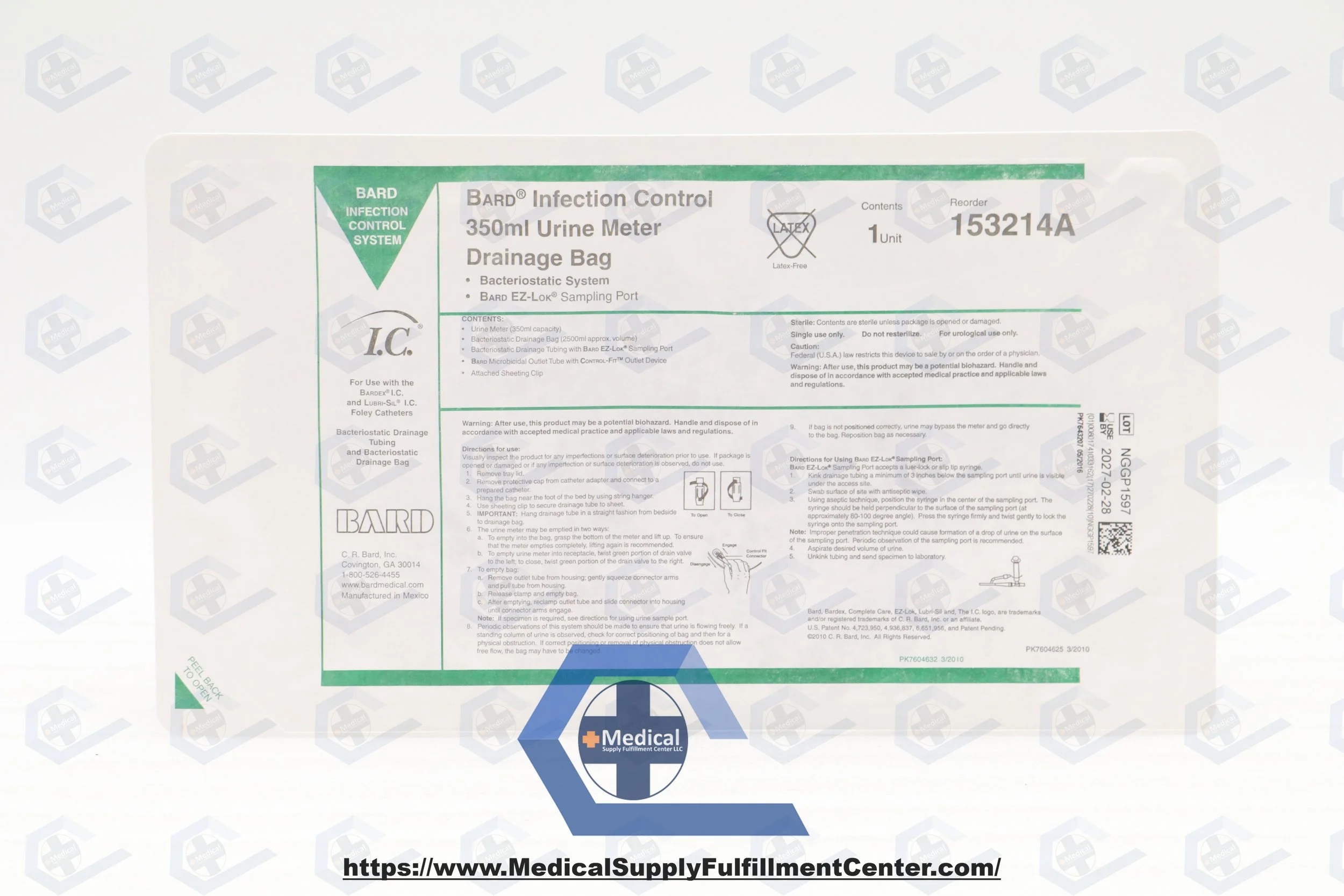 Bard | 153214A | IN-DATE | EACHES | Urine Meter, 350ml Meter, Infection Control, Bacteriostatic