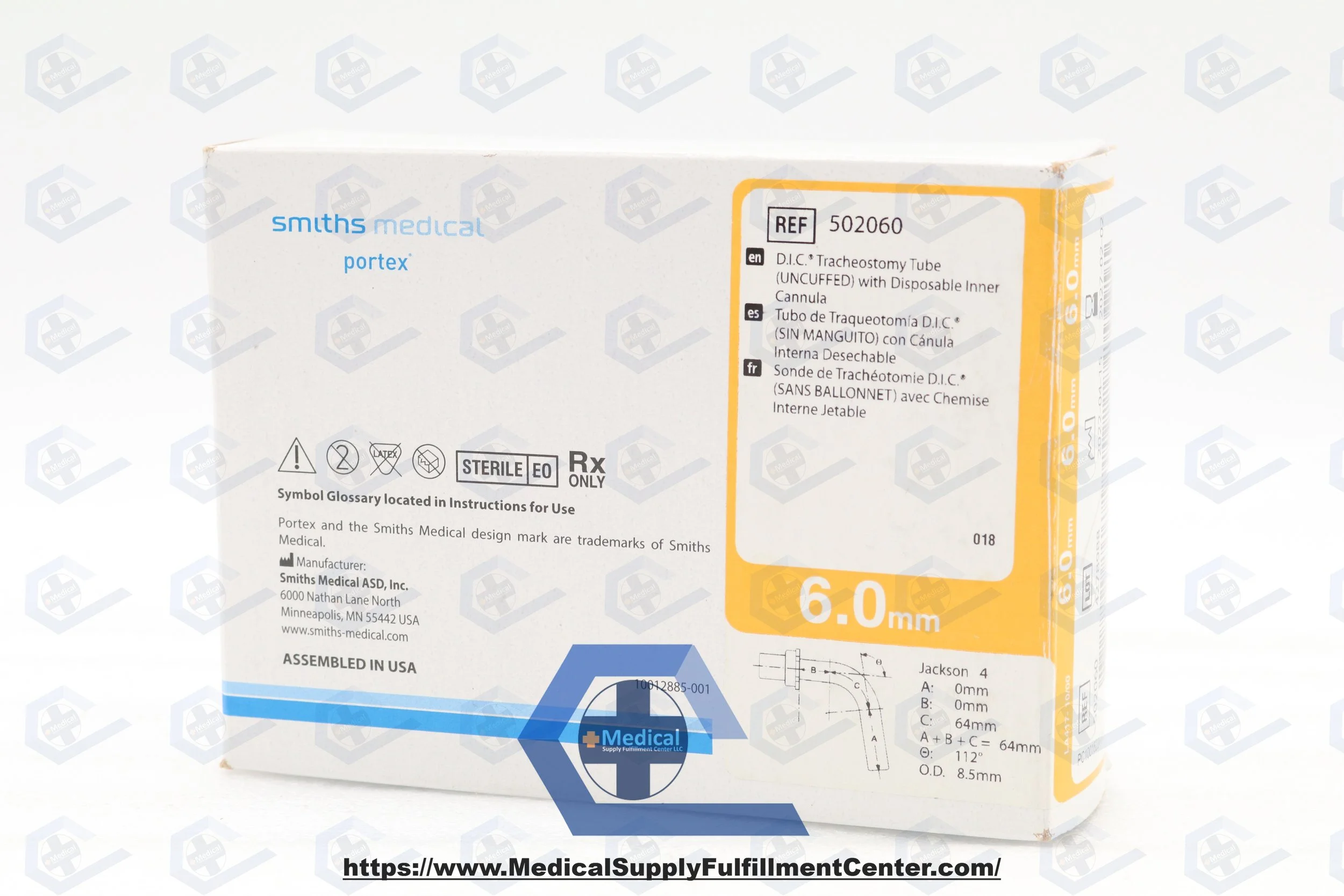 Smiths Medical | 502060 | IN-DATE | EACHES | Uncuffed Tracheostomy Tube Portex D.I.C.® Disposable IC Size 6.0 Adult