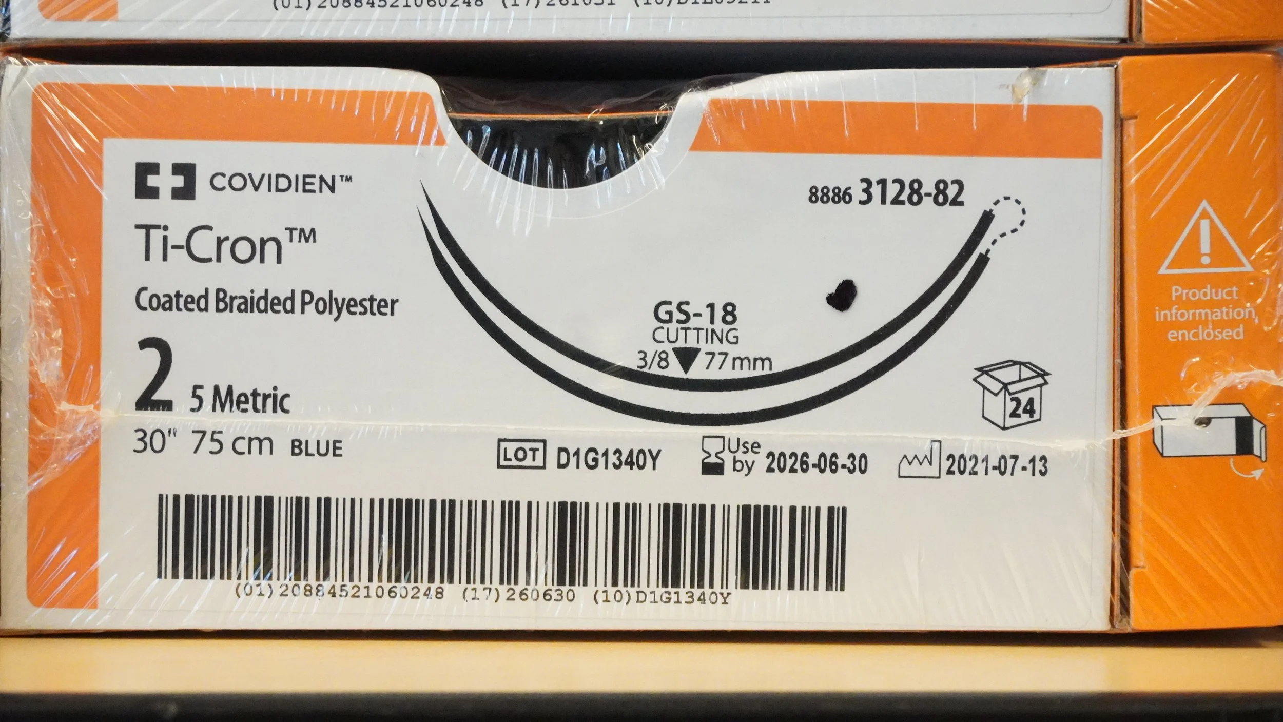 COVIDIEN | 3128-82 | SHORTDATE | BOX OF 24 | Ti-Cron Coated Braided Polyester 2 5 Metric 30" 75cm BLUE PACK