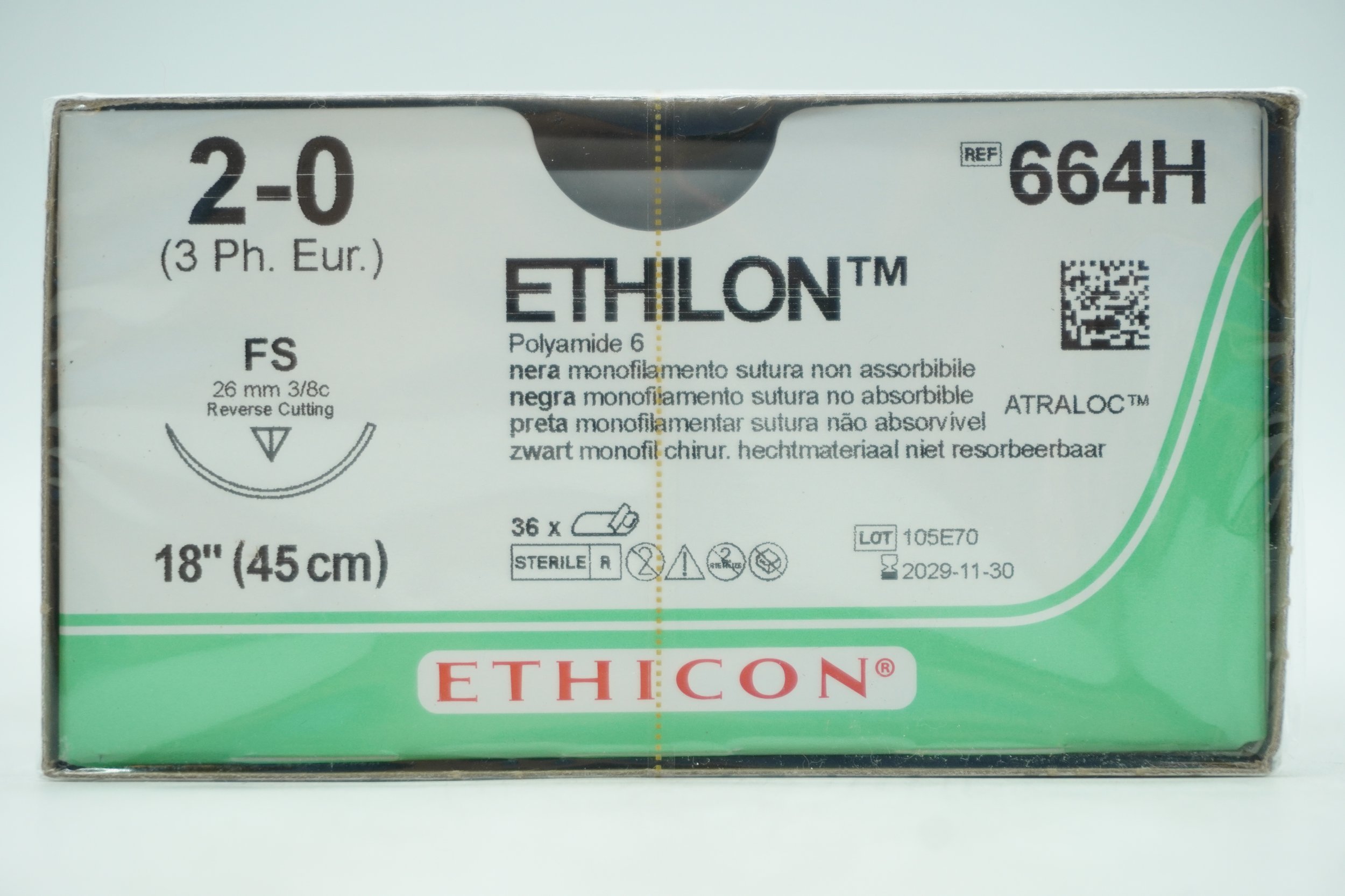ETHICON | 664H | Pack of 36 | ETHILON Polyamide 6 2-0 18"