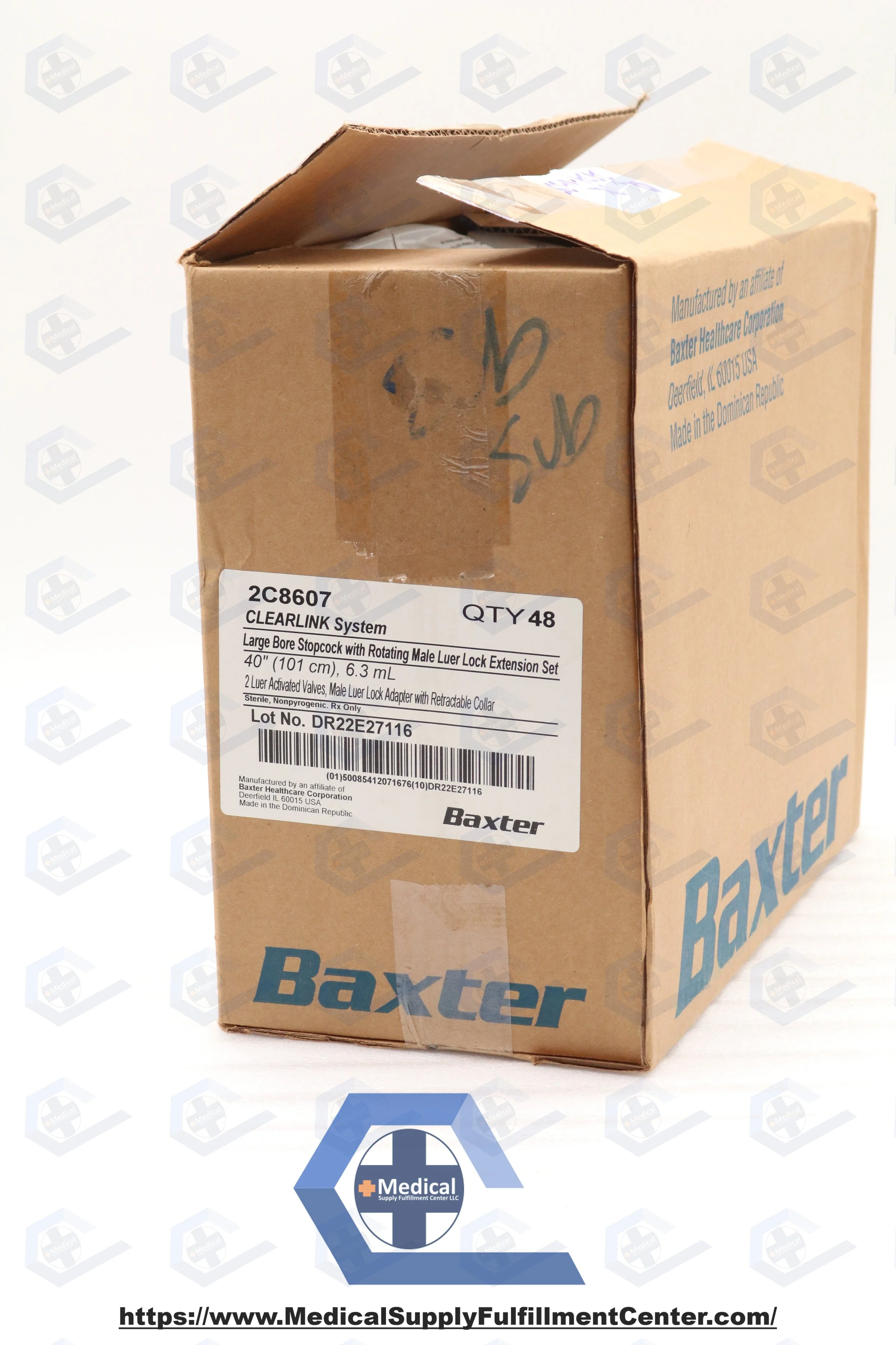 Baxter | 2C8607 | NO DATE | Box of 48 | Duo-Vent Clearlink Solution Sets - Clearlink 40" Extension Set with 4-Way Large-Bore Stopcock, 2 Luer-Activated Valves, Male Luer Lock Adapter