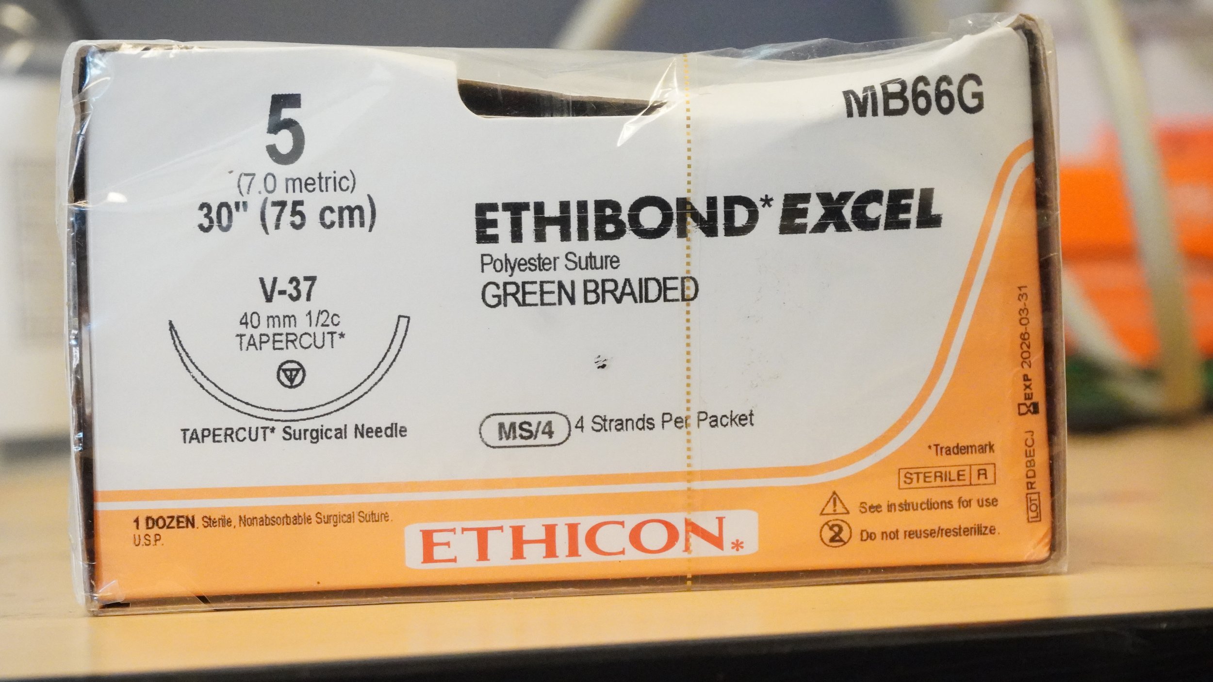 ETHICON | MB66G | BOX OF 12 | Ethibond Excel Polyester Suture GREEN Braided 3-0 18"