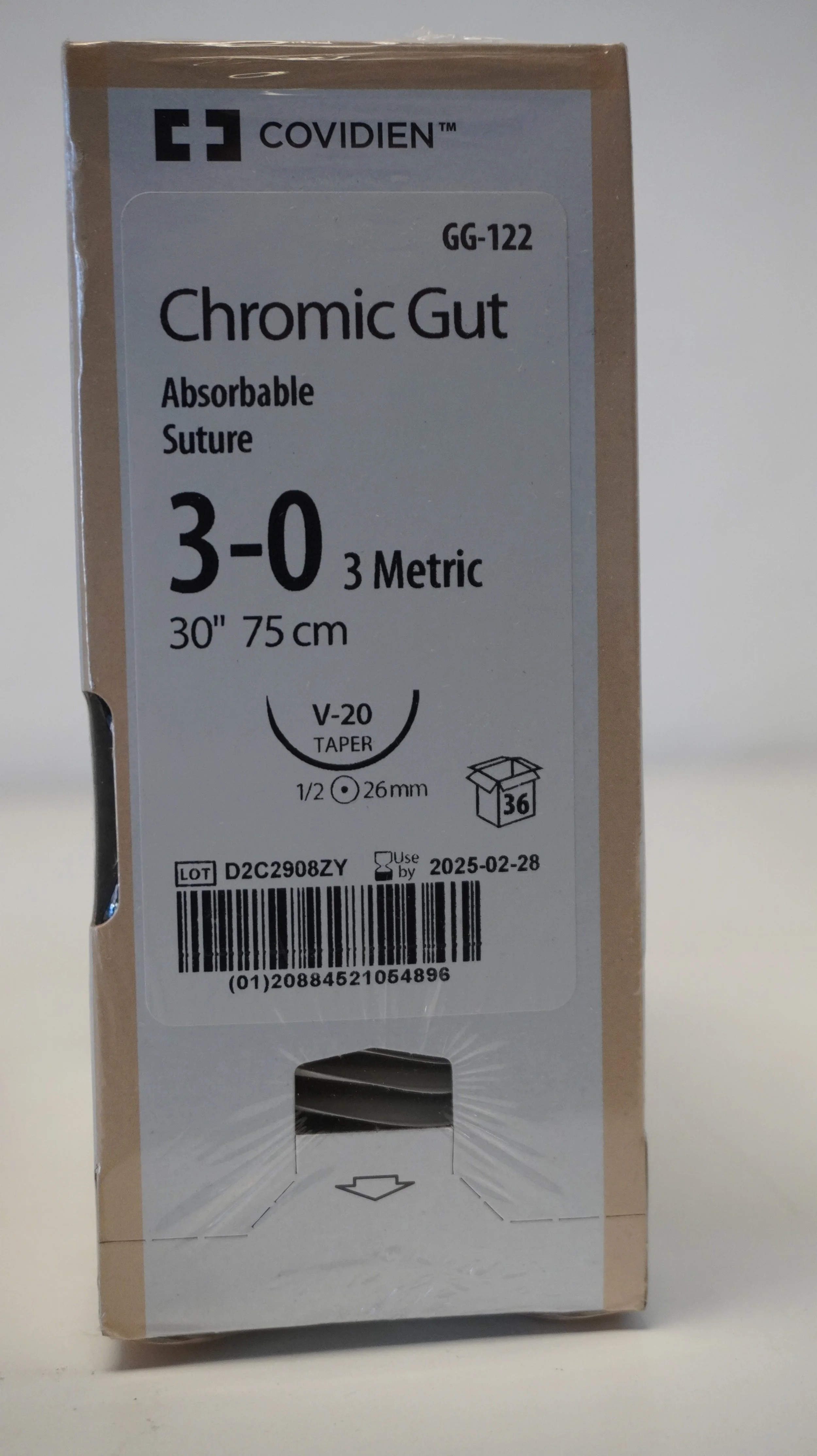 COVIDIEN | GG-122 | PACK of 36/pc | Chromic Gut Absorbable Suture 3-0 3 Metric 30" 75cm