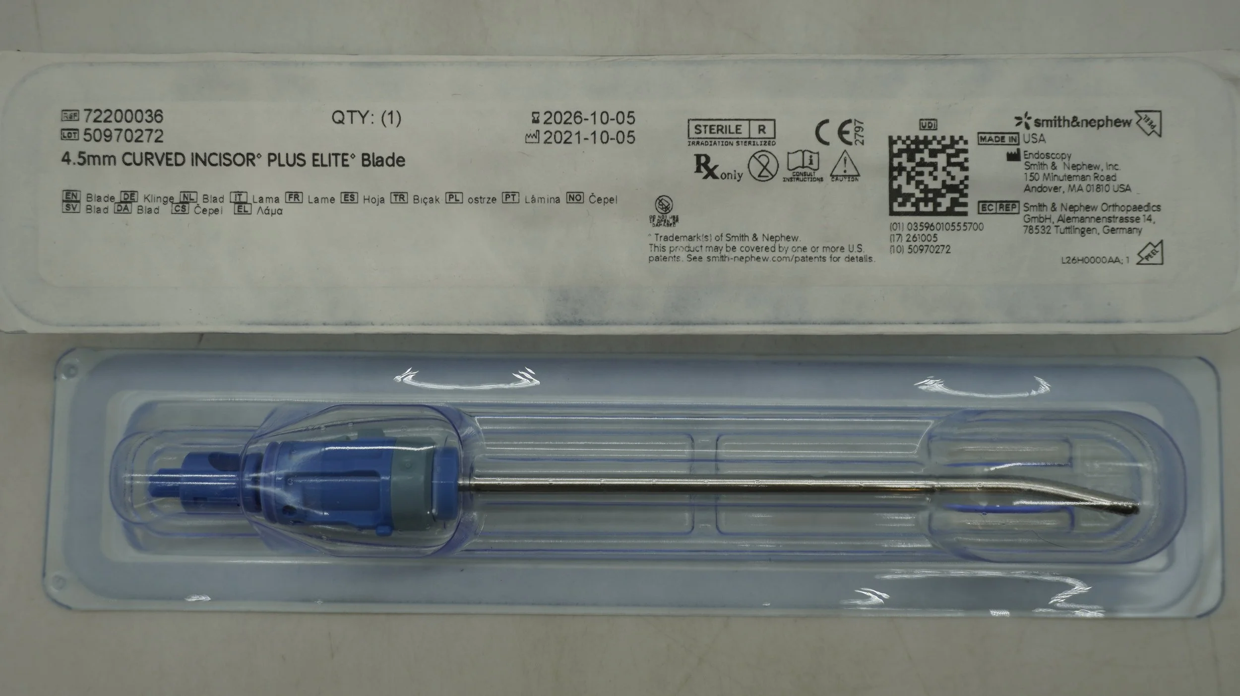 SMITH & NEPHEW | 72200036 | IN-DATE | EACHES | 4.5mm Curved Incisor Plus Elite Blade