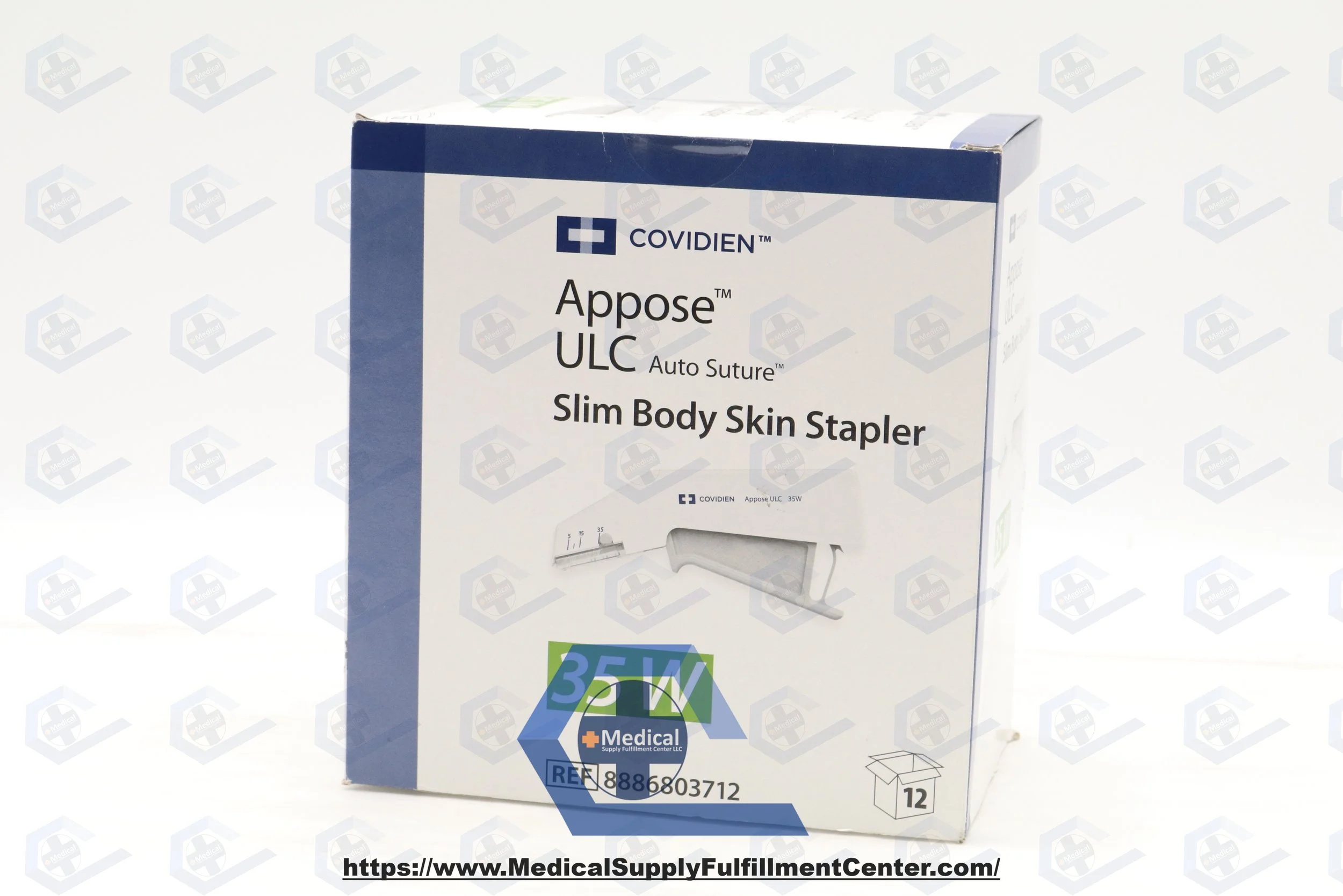 Covidien | 8886803712 | IN-DATE | BOX OF 12 | Appose ULC Auto Suture Single Use Slim Body Skin Stapler 35 W