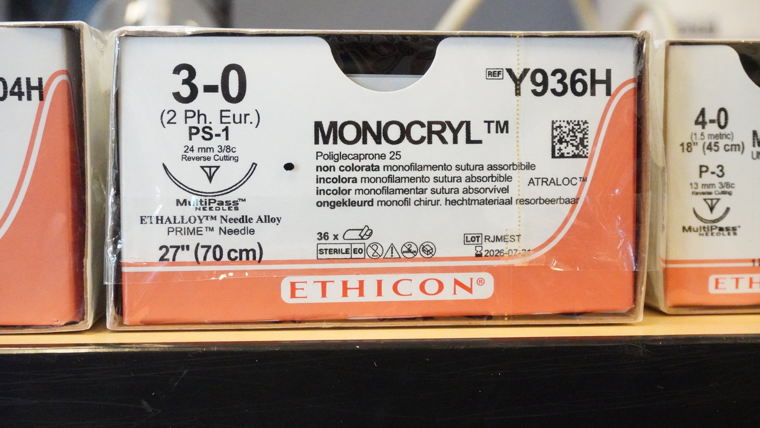 ETHICON | Y936H | BOX OF 36 | Monocryl UNDYED Monofilament 3-0 27"