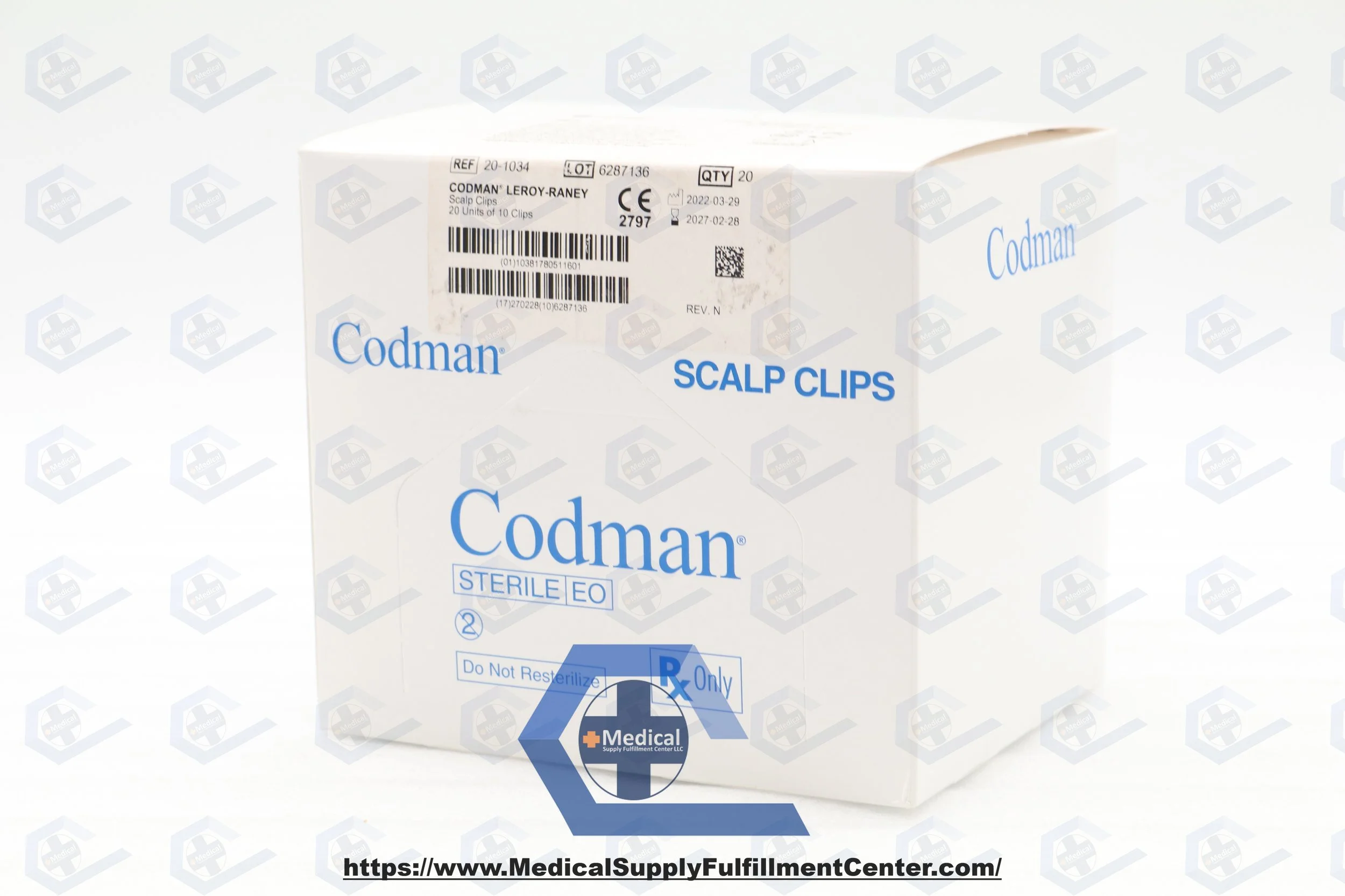 Integra | 20-1034 | INDATE | BOX OF 20 | CODMAN Leroy-Raney Scalp Clips, Plastic