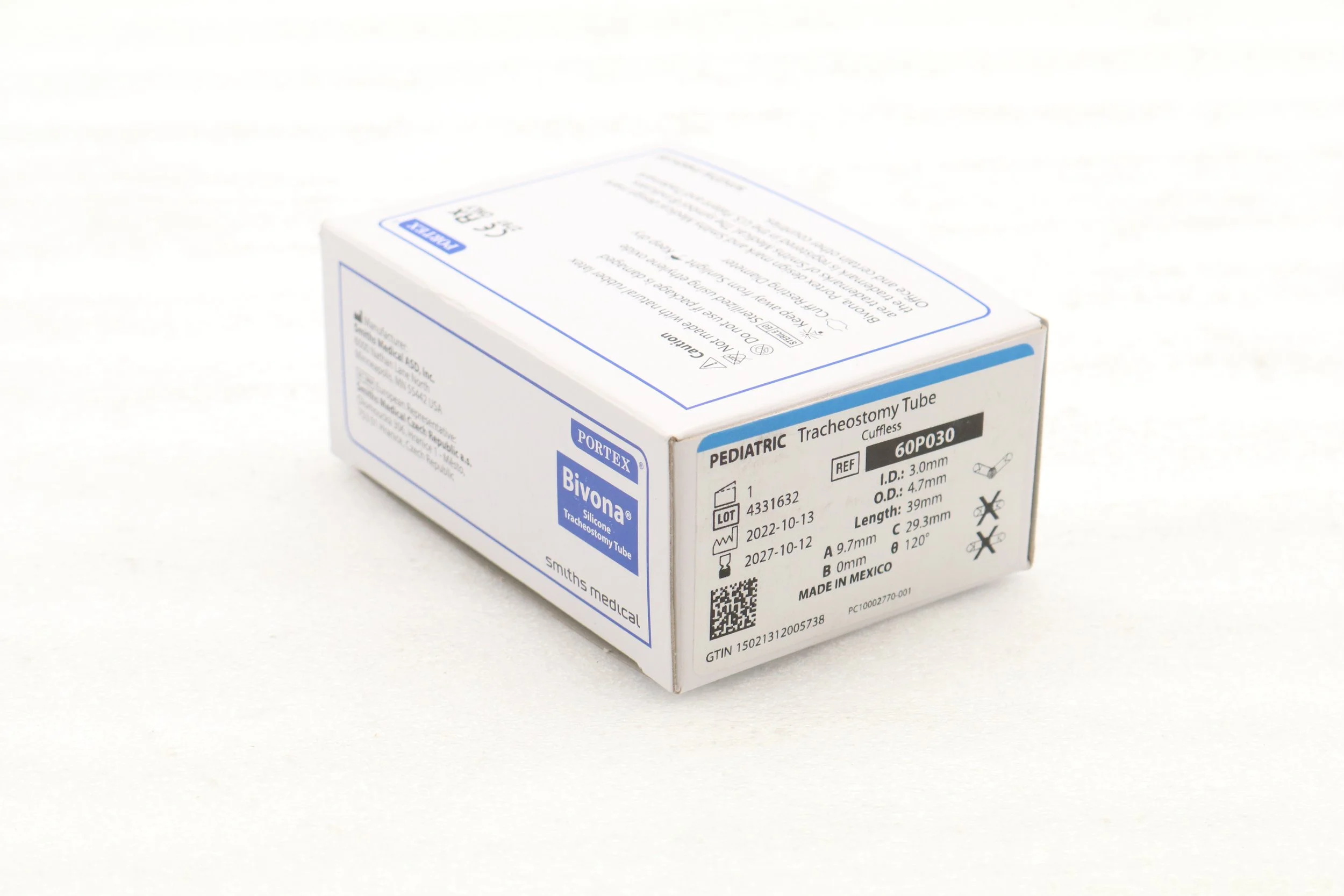 SMITHS MEDICAL | 60P030 | IN-DATE | EACHES | BIVONA PEDIATRIC TRACHEOSTOMY TUBE CUFFLESS