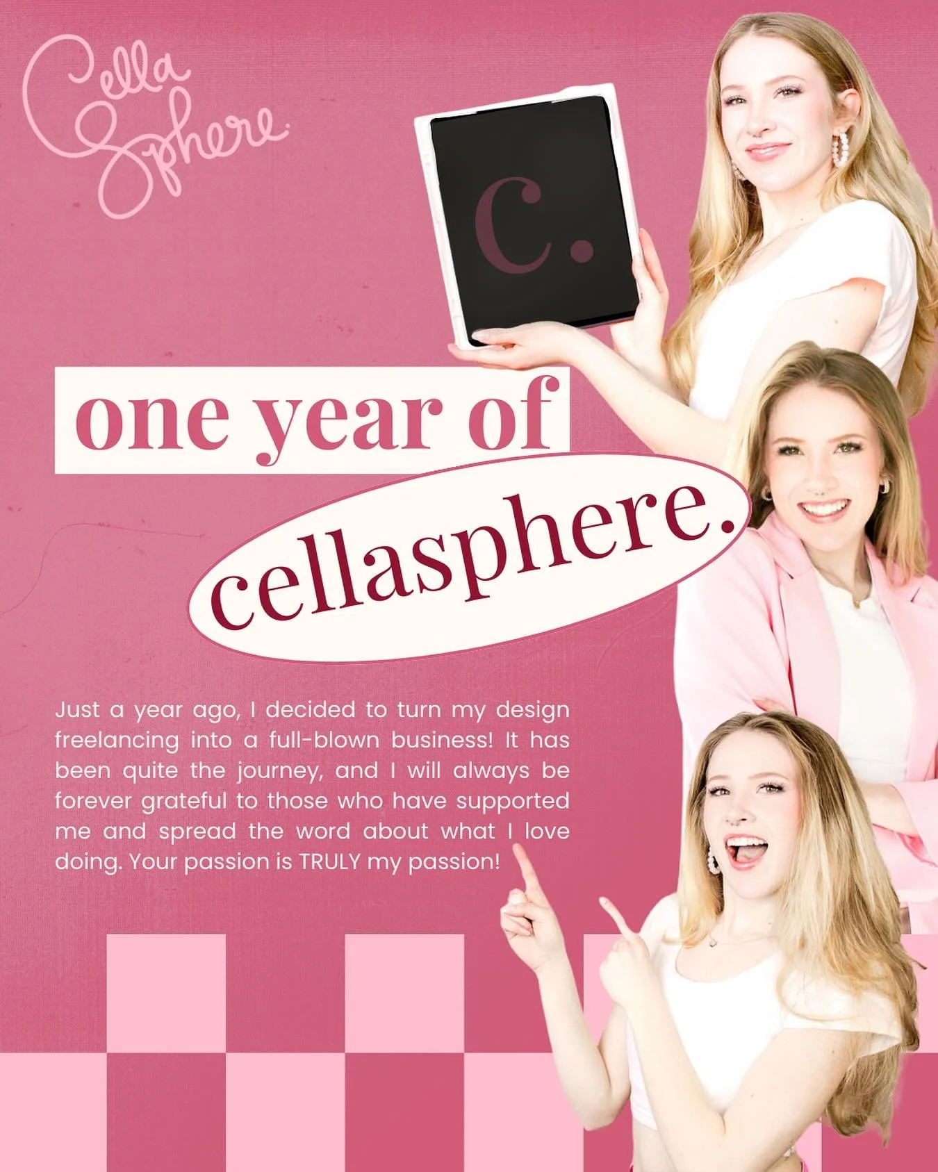 One year ago, I turned my love for design into something bigger💕&mdash;building a brand that blends creativity with strategy. From crafting seamless websites to refining every little detail behind the scenes, Cellasphere has become more than just a 