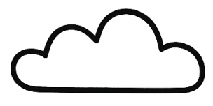Simple white cloud with black outline