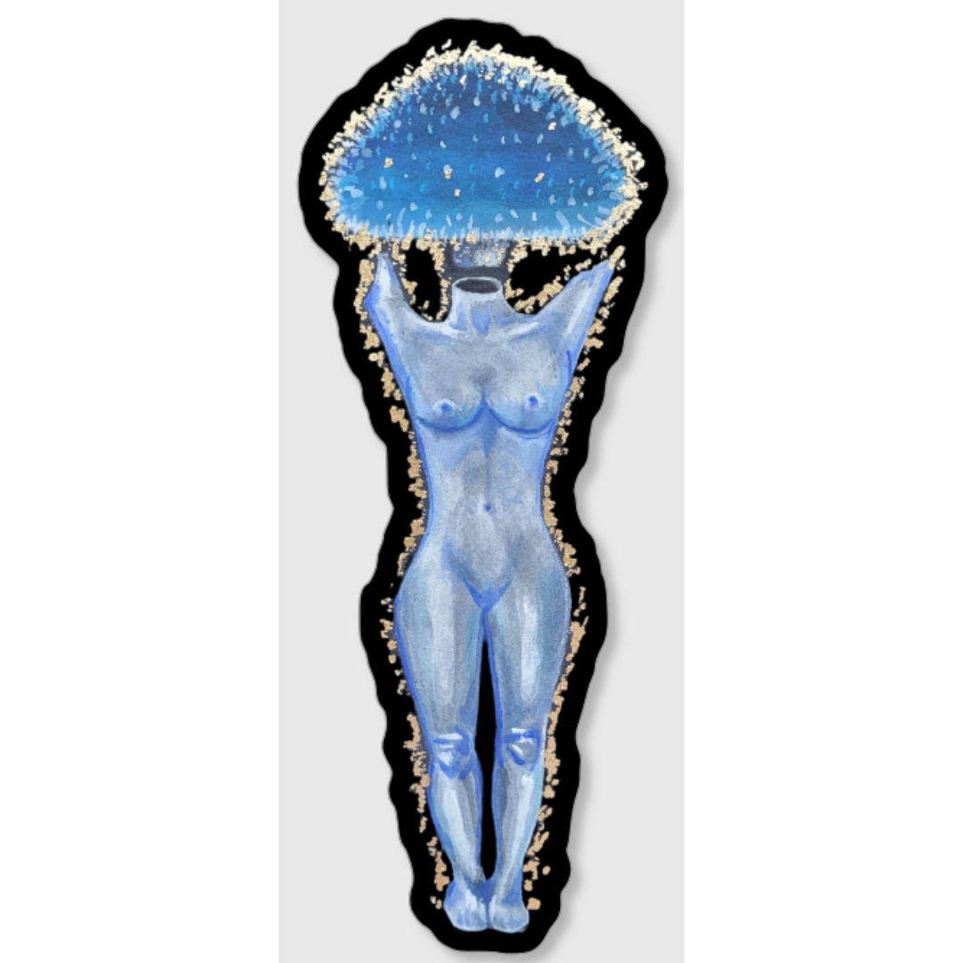 Blue Mushroom Lady Sticker