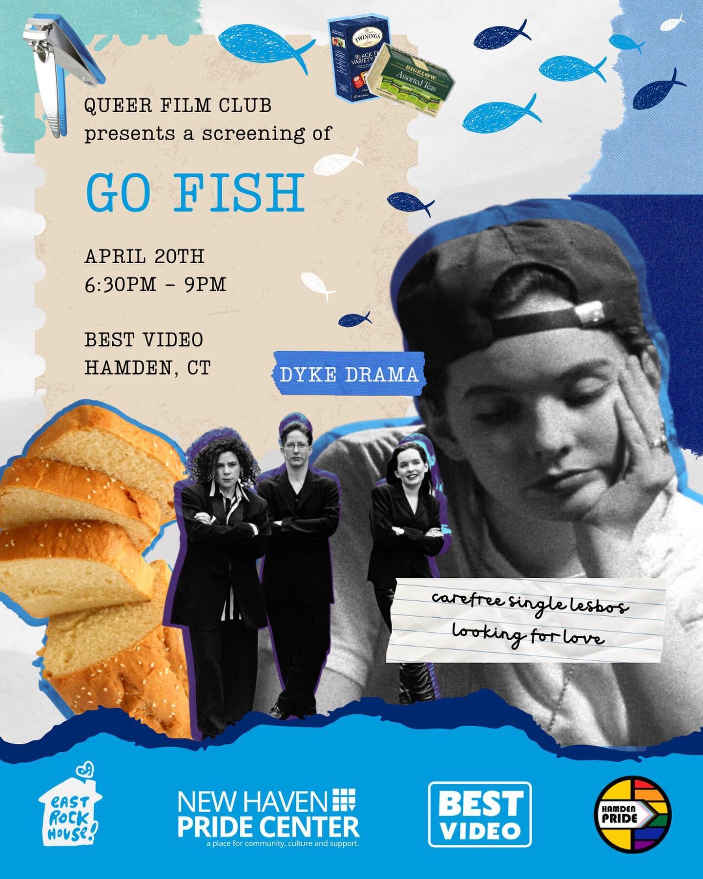 Come see our last Dyke Drama at Queer Film Club! &bull; Join us for a screening of Go Fish on April 20th from 6:30-9pm at Best Video in Hamden! &bull; Masks strongly encouraged! &bull; Suggested $5 Donation! &bull; In collaboration with @newhavenprid