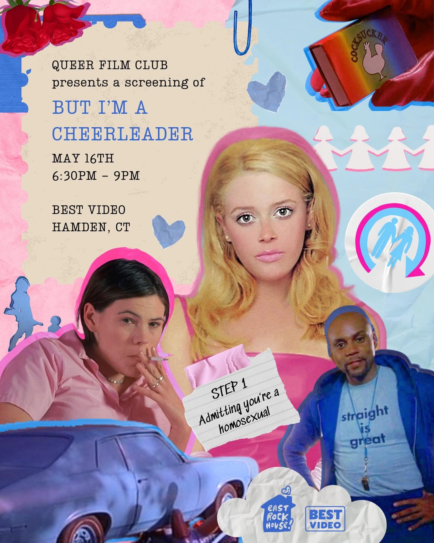 But no really, how long have you been waiting for Queer Film Club to return? &bull; Join us on May 16th at @bestvideohamden to watch But I&rsquo;m A Cheerleader! We&rsquo;ll be there at 6:30, movie starts at 7!