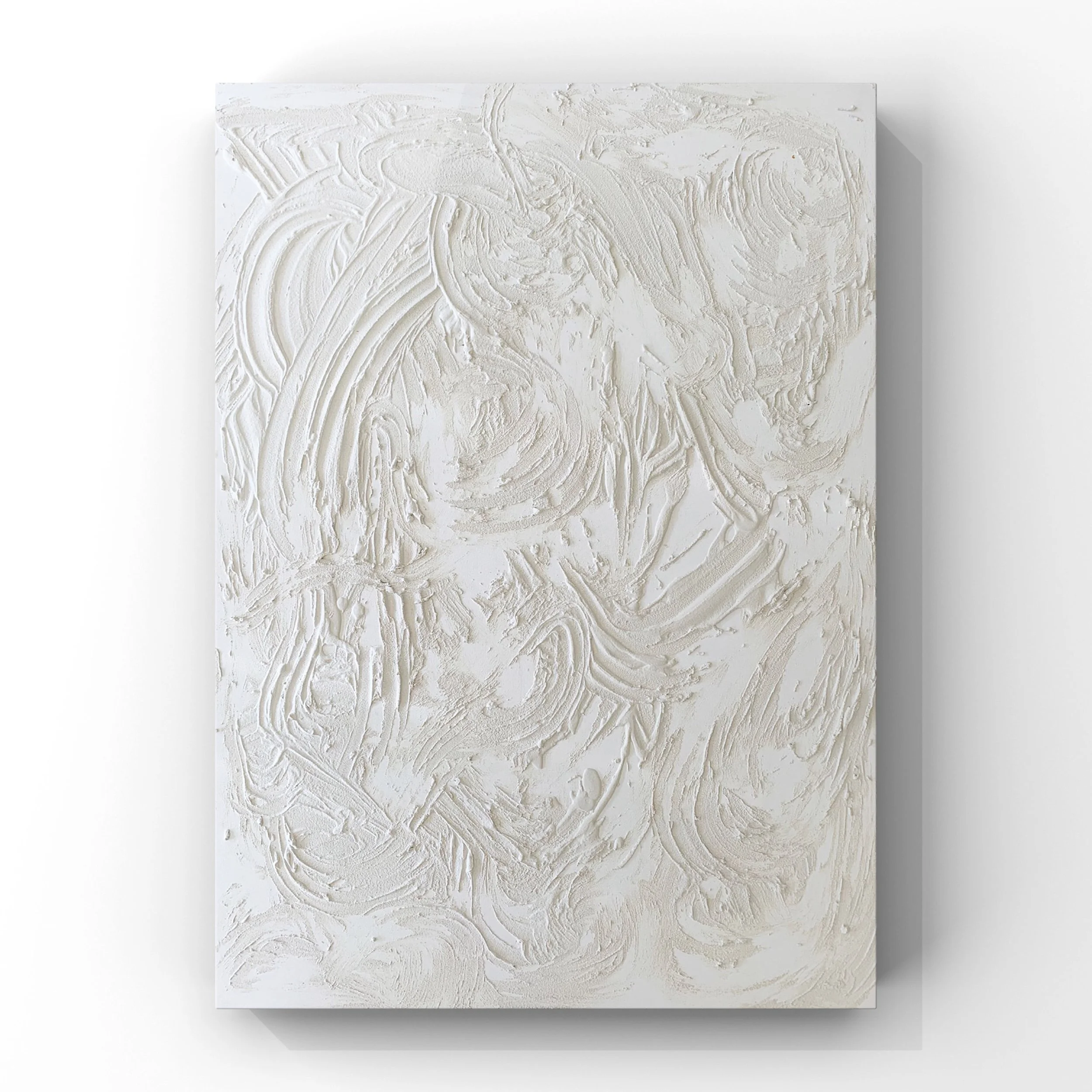 L_GhasemiCHAOS 48''x 36'' White Cement on Canvas.JPG