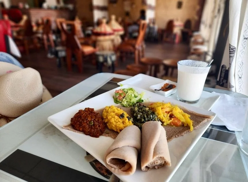 ☎️✨ Calling all Vegans! 🌱🍽️

Our Veggie Combo is a vegan dream on injera! 🇪🇹🥬

 Enjoy misir wot, ye&rsquo;ater kik alicha wot, selata, gomen, and tikil gomen all served with a fresh salad 🥗🫘

A colorful plate full of flavor + tradition 🇪🇹✨

