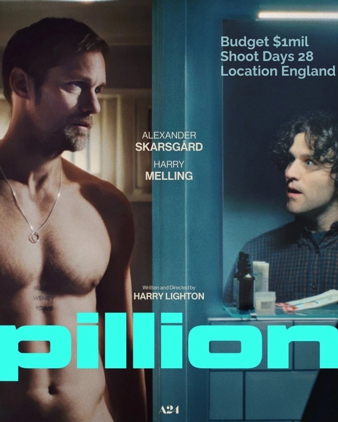 Pillion
Budget $1mil 
Shoot Days 28 
Location Bromley &amp; Kent, England, UK
Year 2024 (July 29 -Sept 6)

👇for how it started
-> swipe for the facts

Harry Lighton&rsquo;s (writer/director) spark of inspiration for this film originally came when