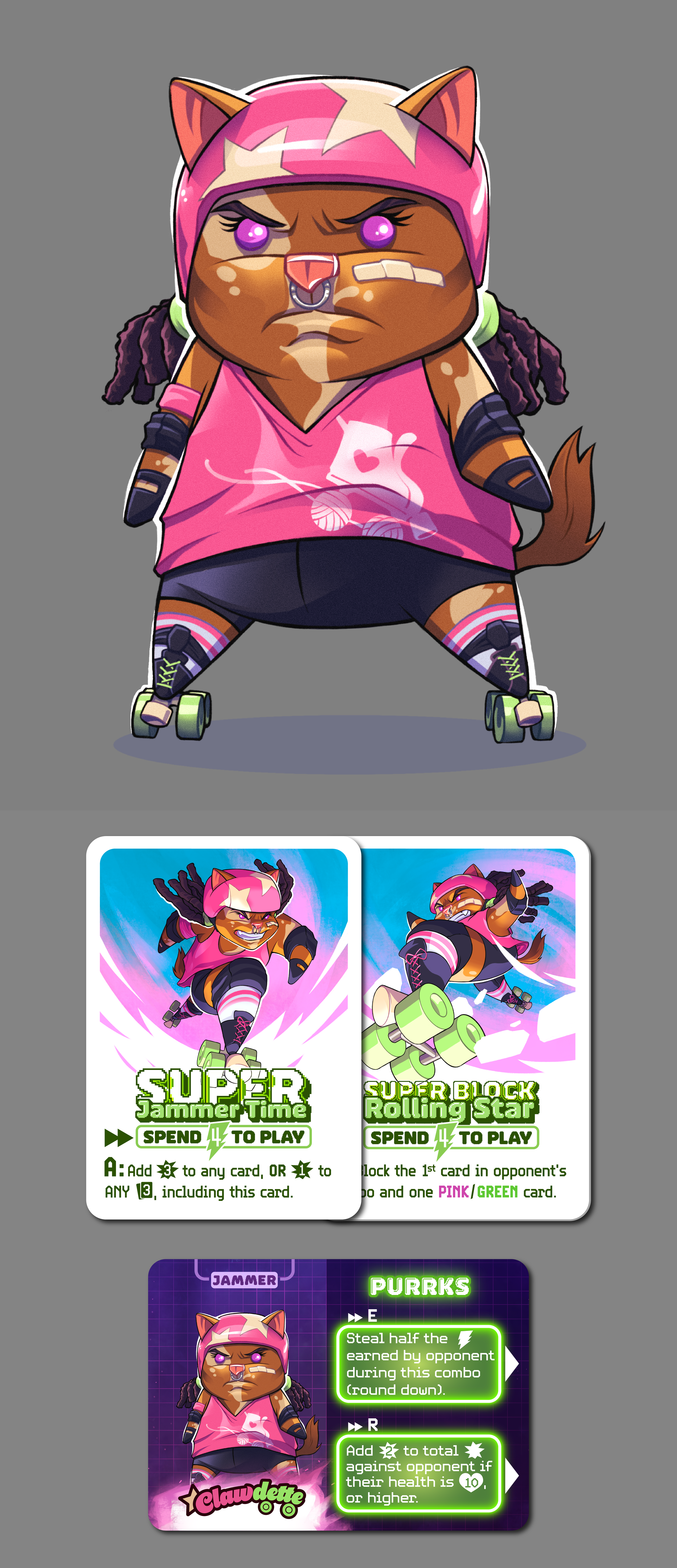 Clawdette - PopCat Fighter Character and Cards