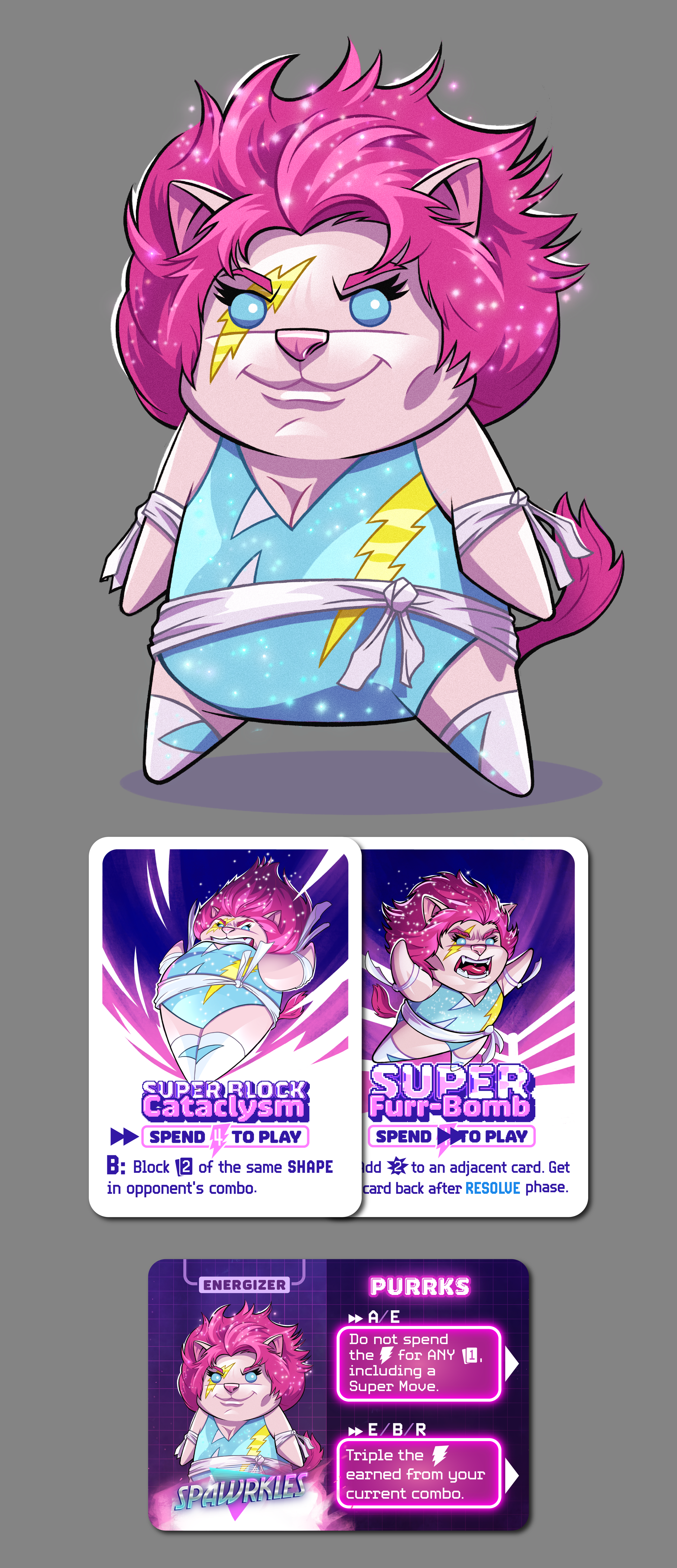 Spawrkles - PopCat Fighter Character and Cards