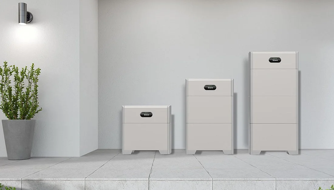 Solar battery storage setup with modular LFP units installed in a modern home energy system, representing 5 to 30 kWh capacity