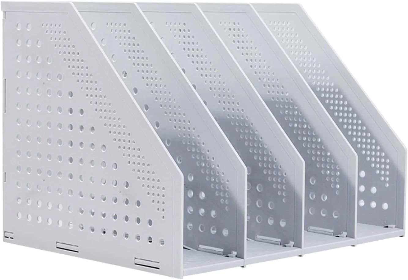 Collapsible Magazine File Holder/Desk Organizer for Office Organization and Storage with 4 Vertical Compartments