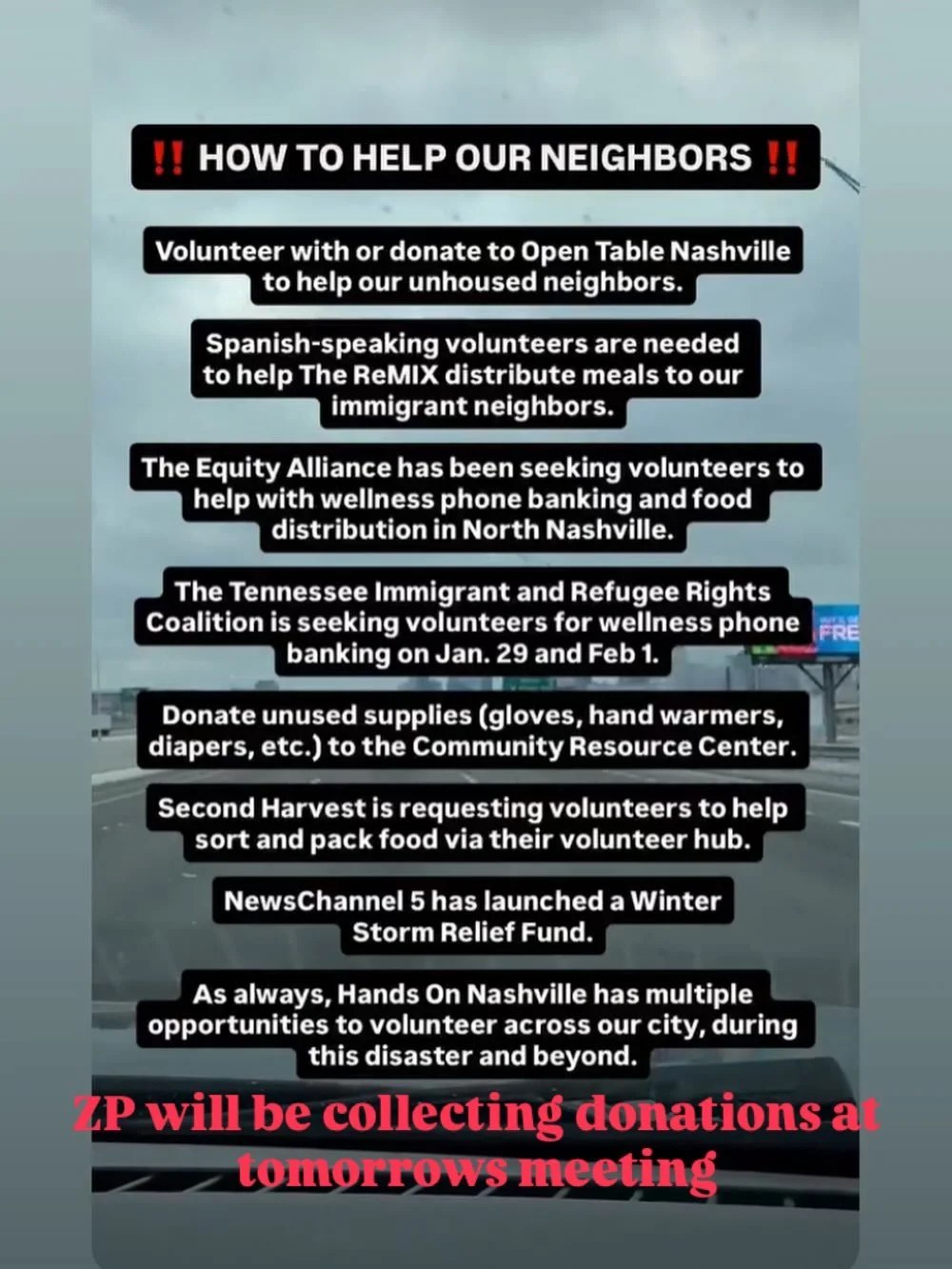 We&rsquo;re back sitting tomorrow and will be collecting basic supplies like toiletries, water and on-perishable foods for those affected by the ongoing fallout of the winter storm. Also- if you follow this account and you or anyone you know are in n