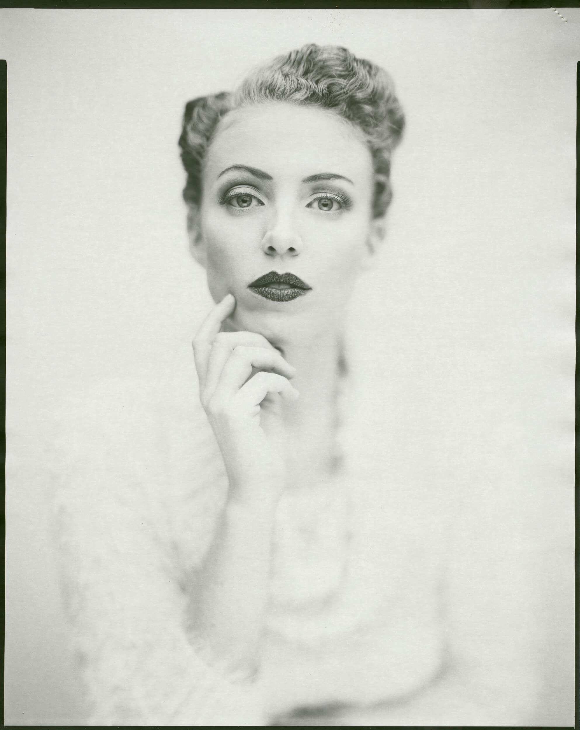 Black and White Image of White Woman looking straight at camera-Parker J Pfister