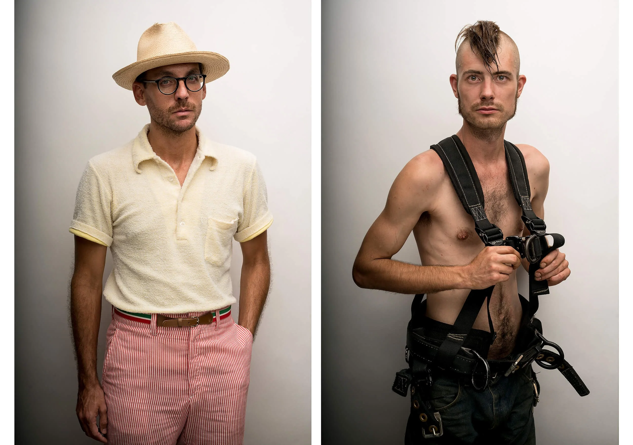 Parker J Pfister Fine Art Portrait with two images of men in contrast of "well dressed" and "not well dressed."