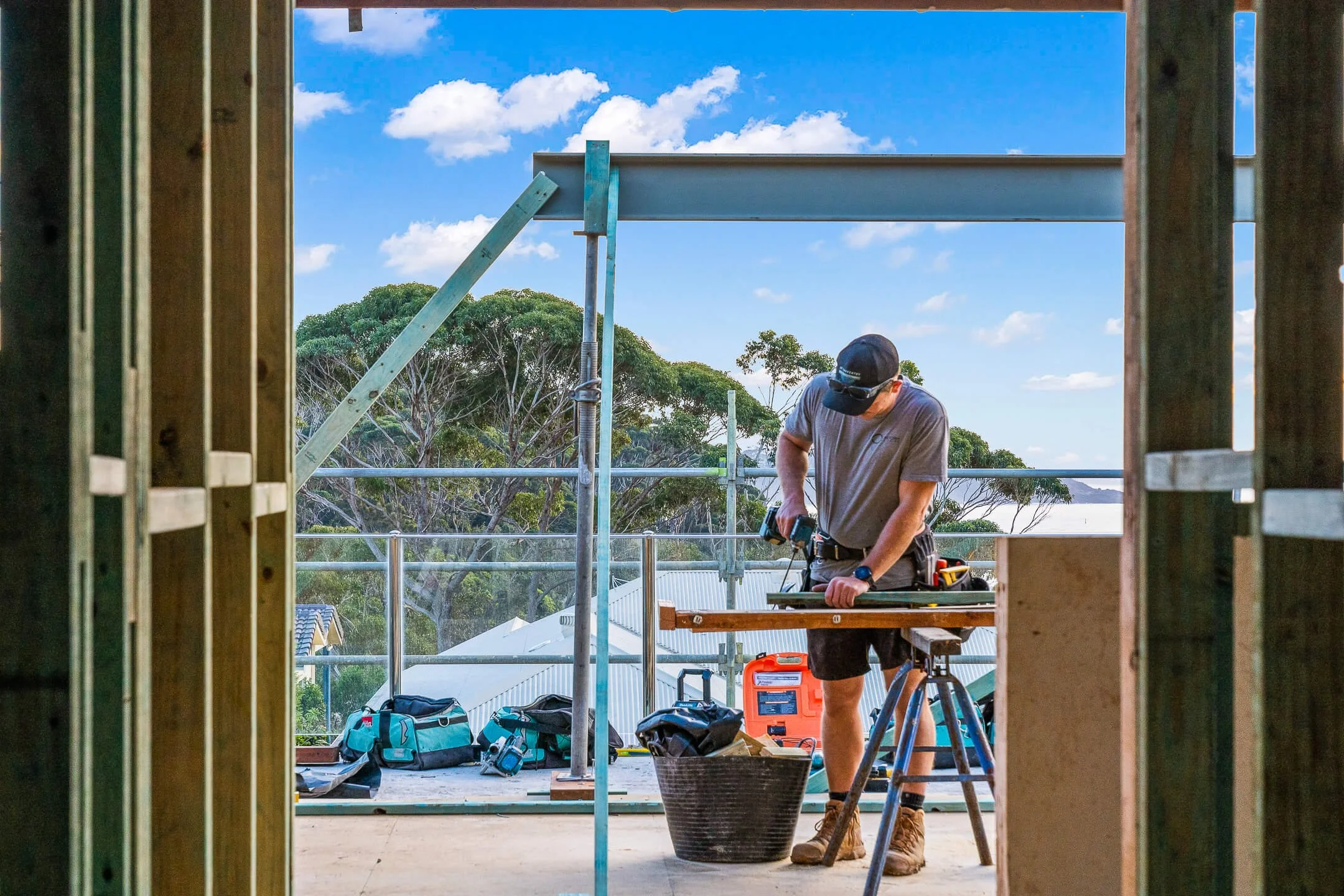 Tyler working on a building site.
