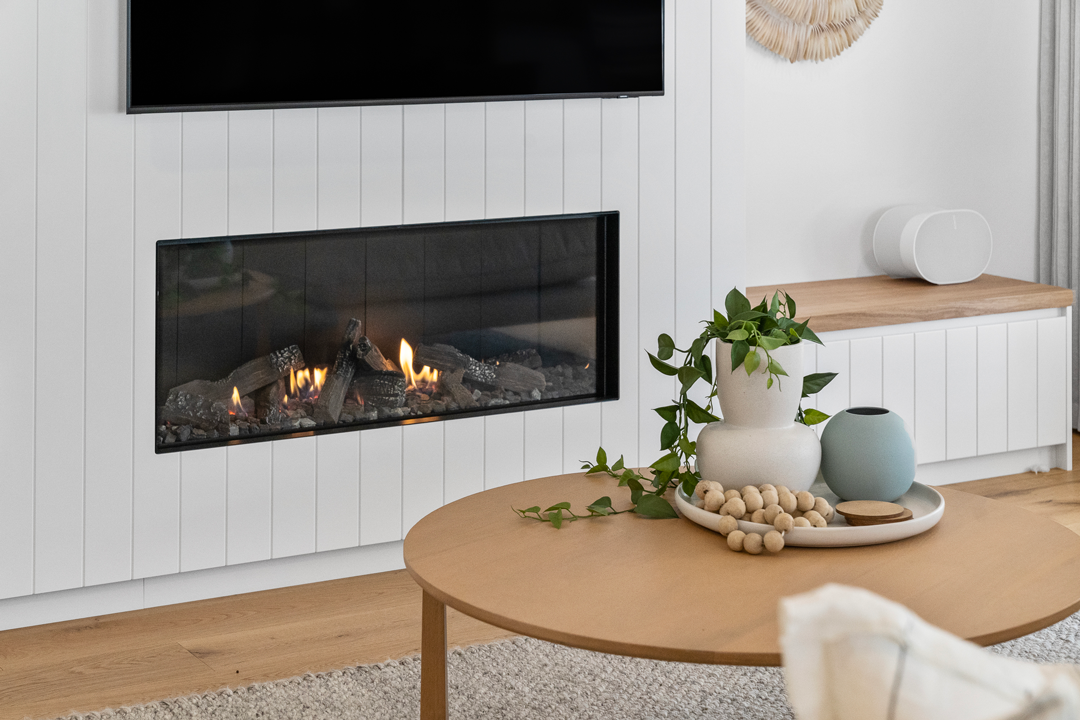 Craig Street renovation by Onform Building - living area fireplace