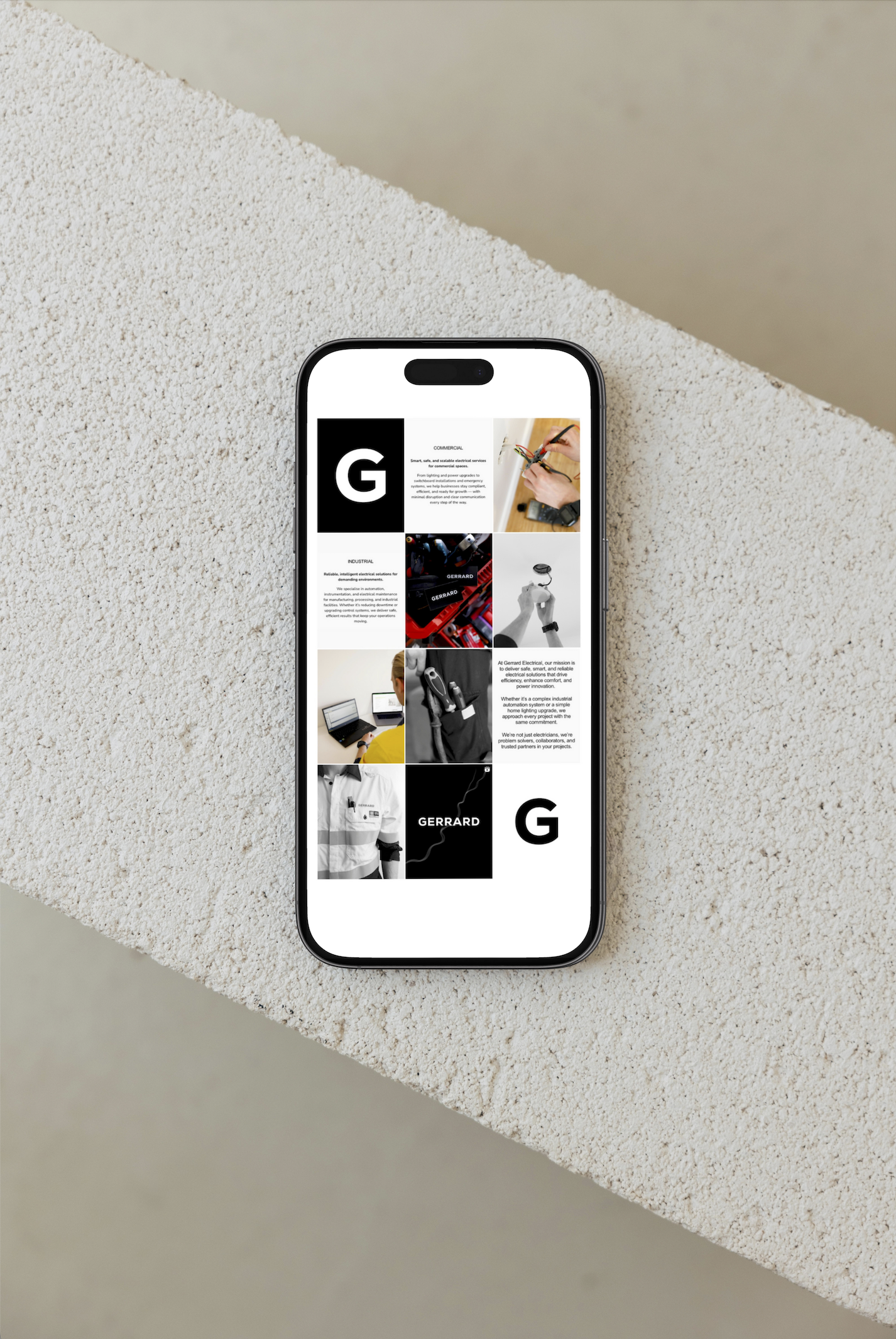 The Studio of Kind - Gerrard Electrical website iPhone mockup.png