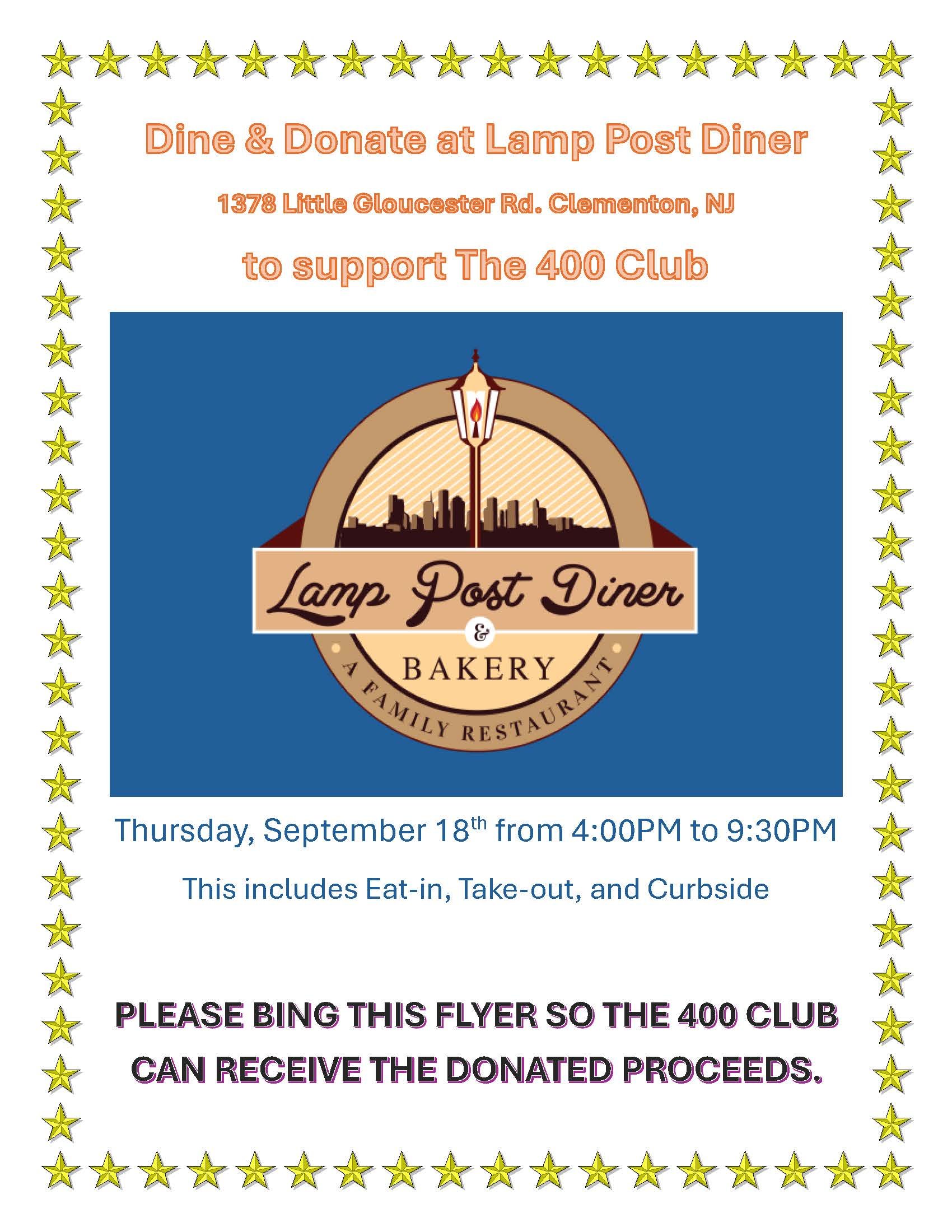 Dine and Donate At the Lamp Post Diner