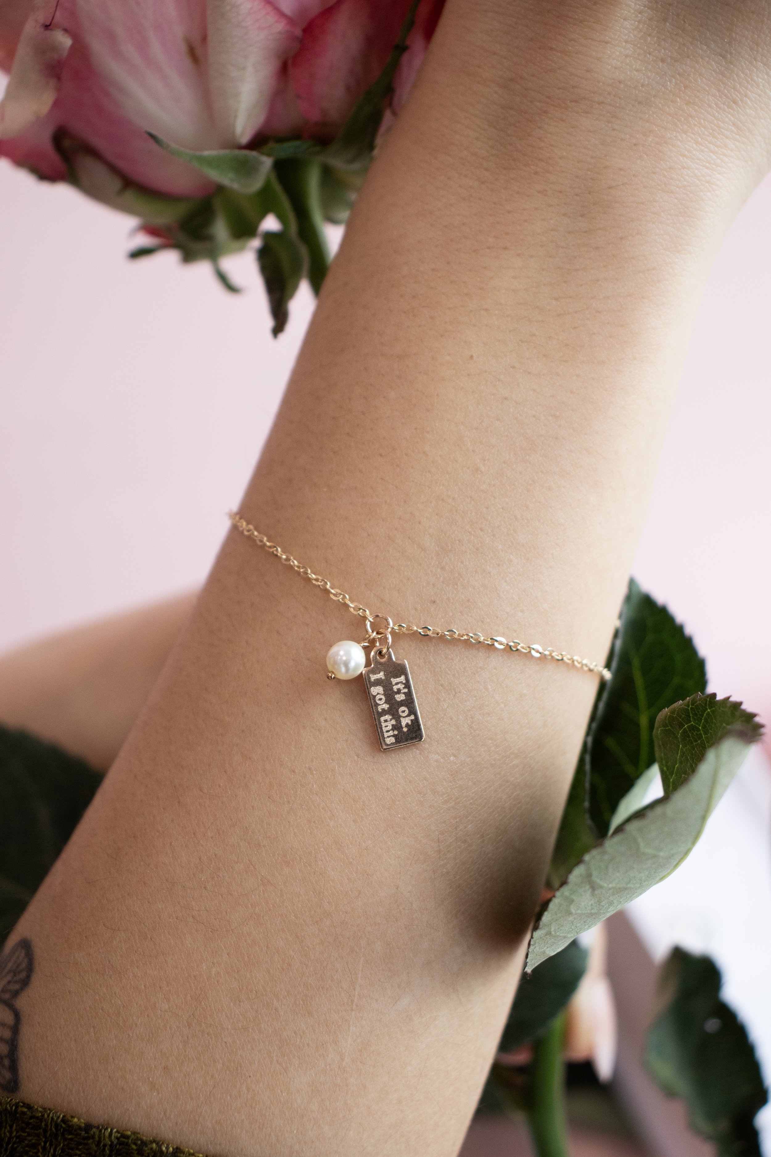model wearing It's OK - I Got This Bracelet GOLD