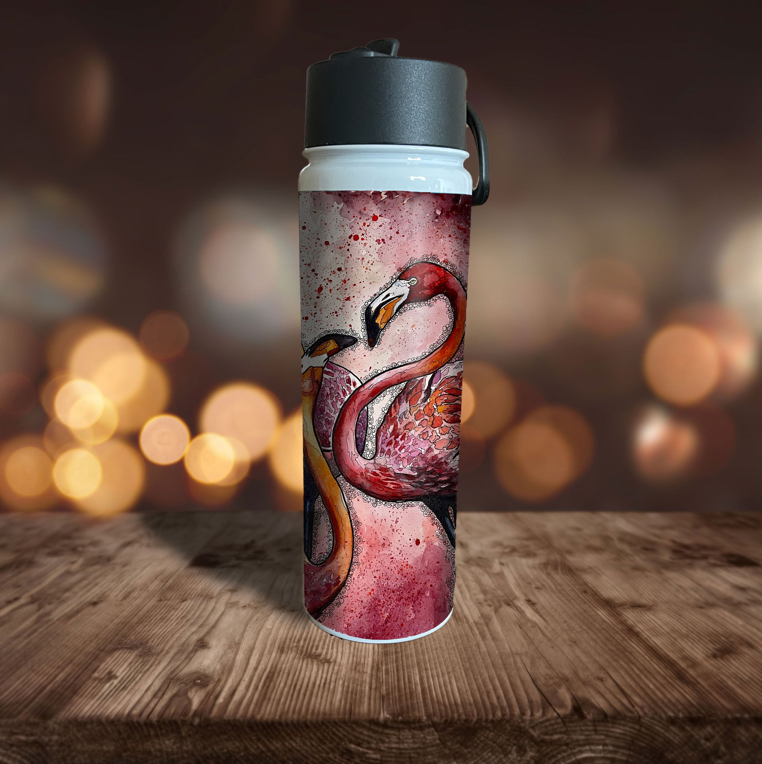 Flamingo Dance Party Water Bottle (22oz)