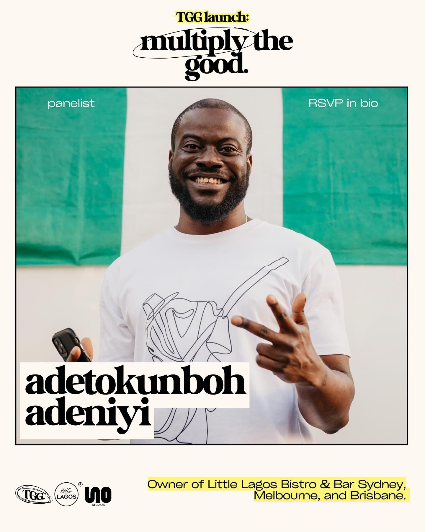 website? launched. now, we&rsquo;re on!!! get ready to meet your panelists for our multiply the good launch event🚀

first off, meet Adetokunboh Adeniyi, owner of Australia&rsquo;s very own Little Lagos, and proud sponsor of our launch. Ade is truly 