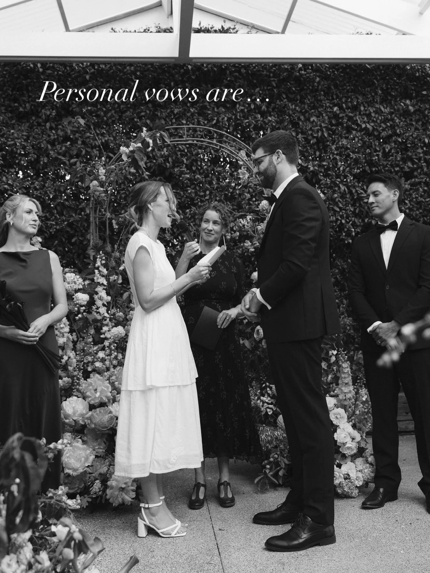 Personal vows&hellip; they are usually the most soft and tender moment of the ceremony, and where the unique spiritual foundation of each marriage shines through. 

They are a declaration and a vision for how two individuals see their lives entwining