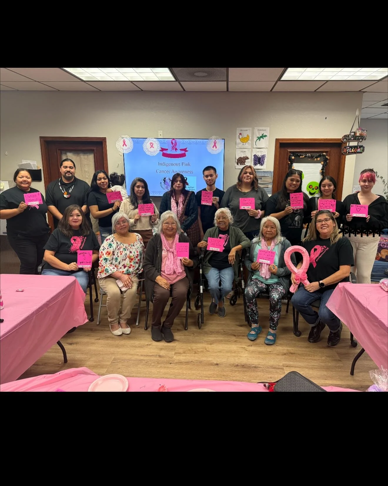 #IndigenousPink 💖🌸
Today we came together to raise awareness about breast cancer and opened up a bigger conversation about how all cancers impact our Native communities.
We honored our beautiful and resilient Elder Judy Ramirez, a breast cancer su