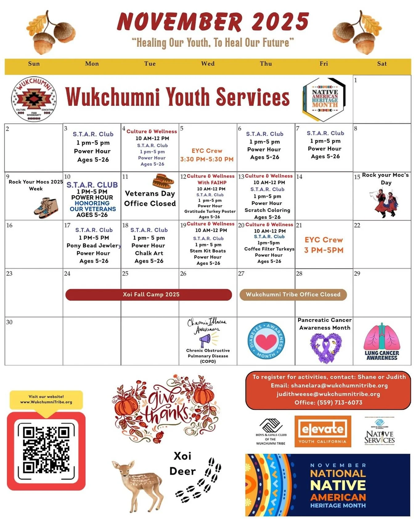 It&rsquo;s already November and we are on week two. We have so many different activities scheduled this month. Activities for all ages on different days and at different times. Check out our November monthly calendar
Don&rsquo;t forget to Rock Your M