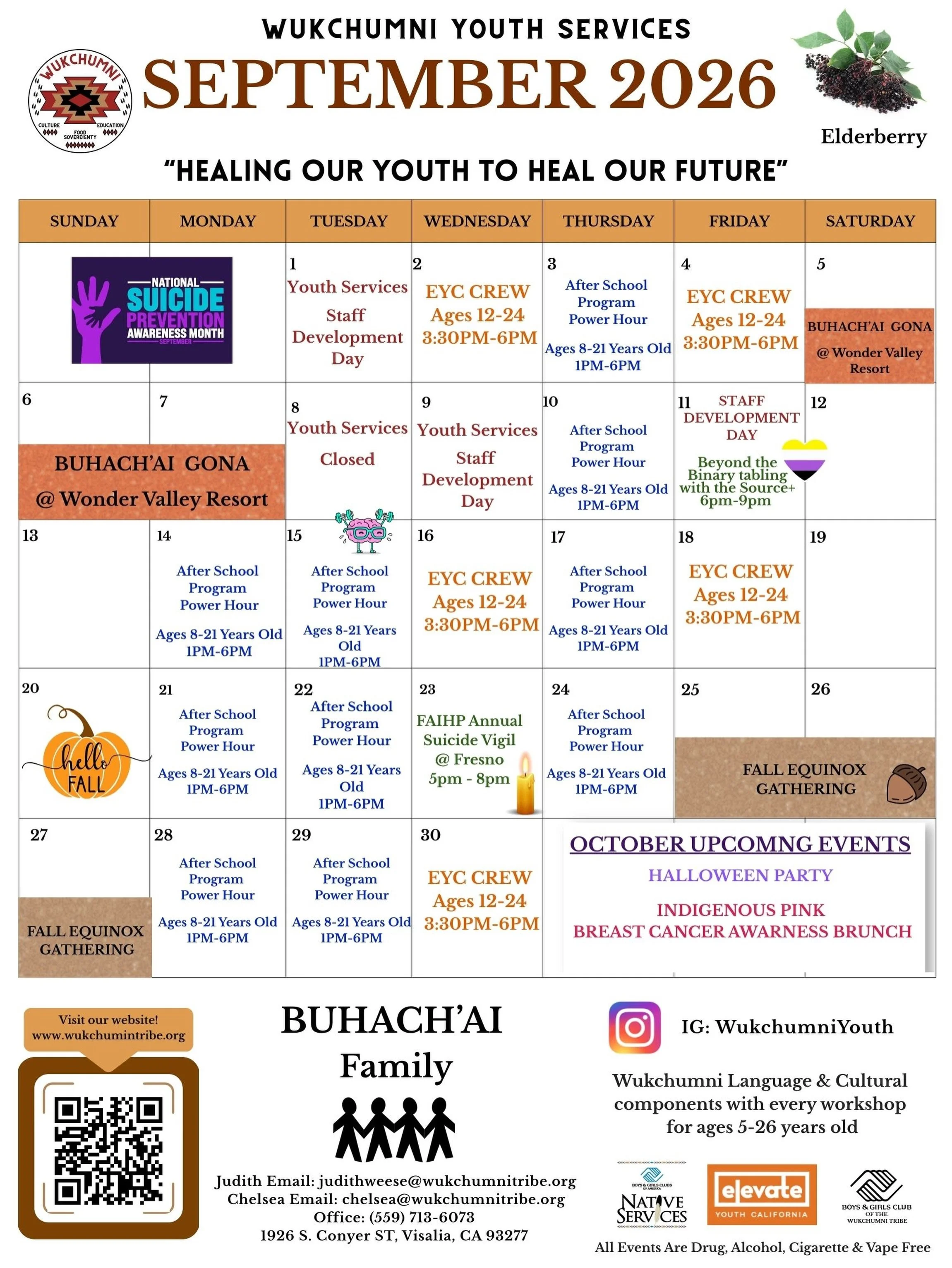 September calendar! 🍁

This month is jam packed with family events, tabling, youth after school programming, and more! We&rsquo;re excited to host you! 

September is National Suicide Prevention Awareness Month 🧘🏻 FAIHP will also be hosting their 