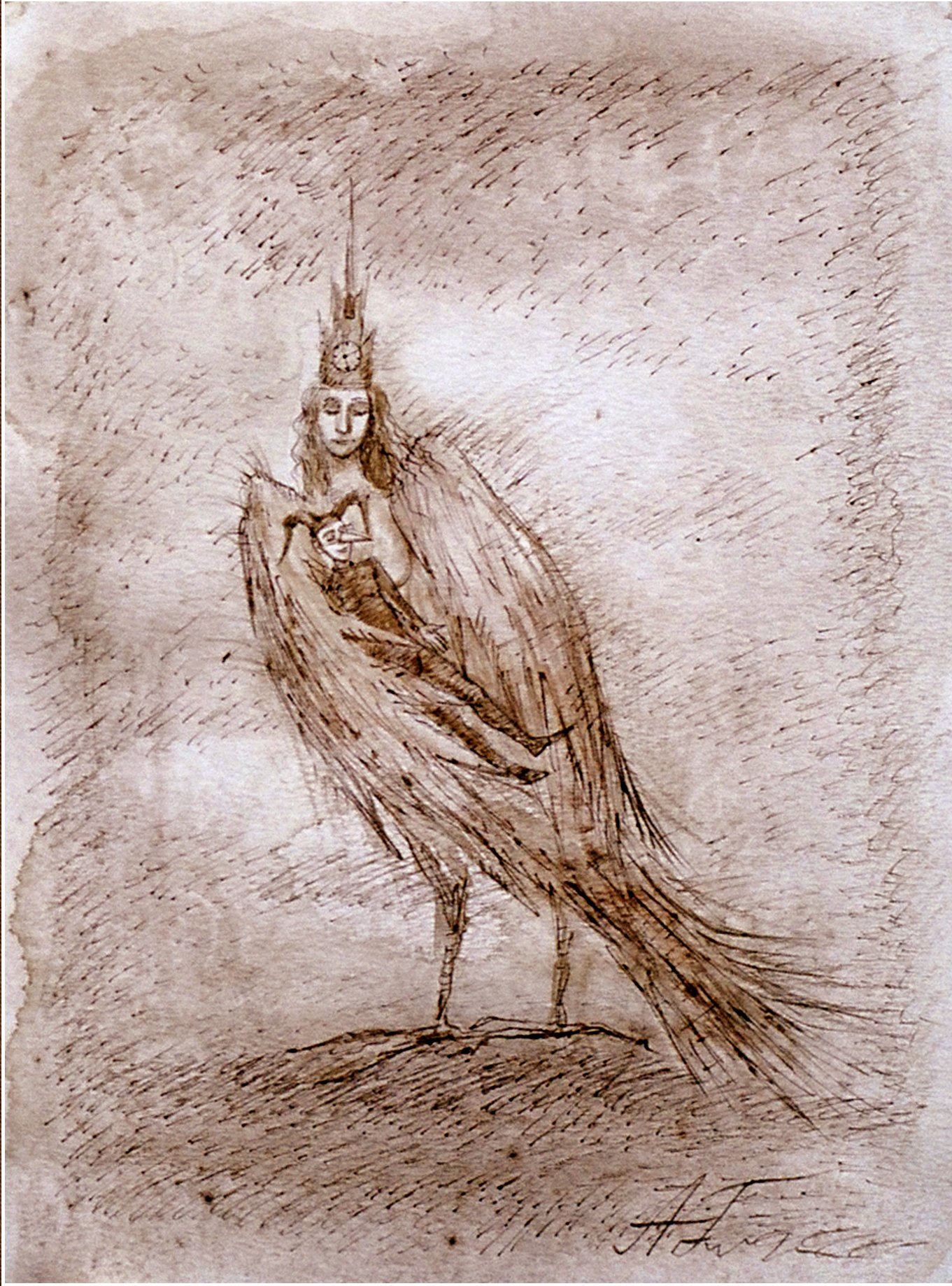 Icar’s Birth, 2006
Water color, ink, pastel on paper
20 X 16