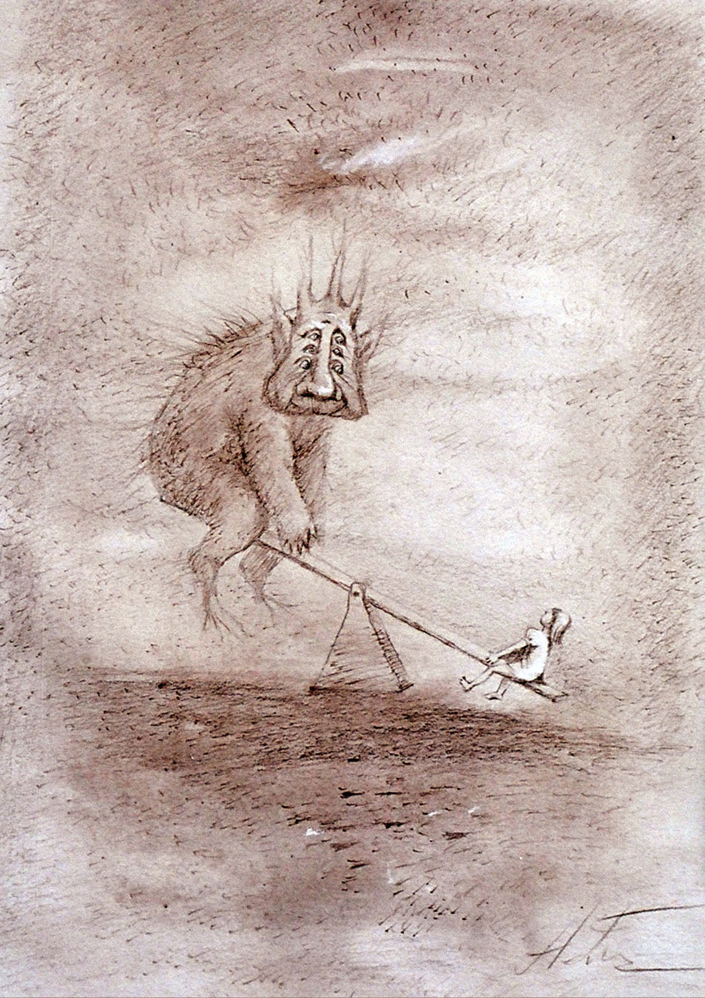 My Monster is Lighter than Sighs, 2000
Water color, ink, pastel on paper
20 X 16