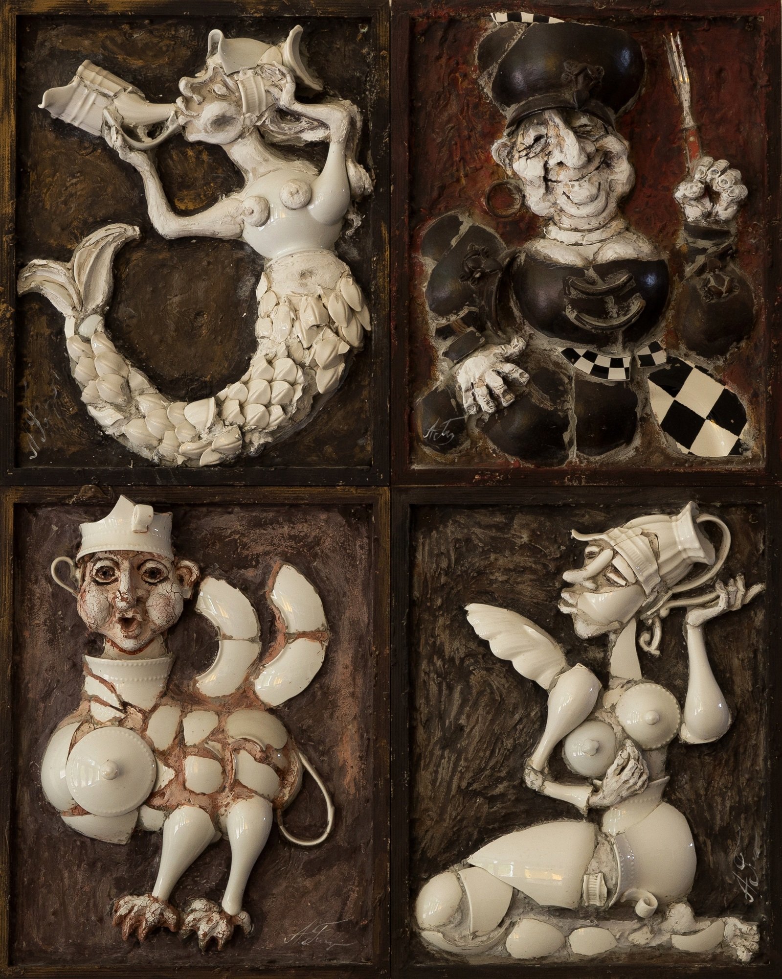 Merry Company, 2011
Porcelain, cement, paperclay on board
40 X 32